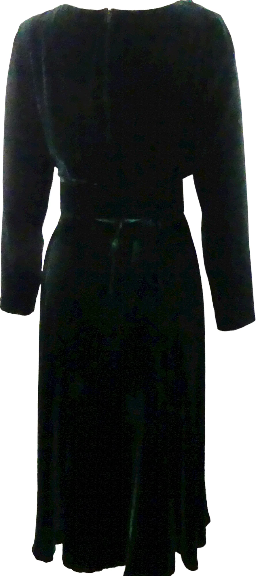 70s/80s Deep Emerald Green Rayon And Silk Velour Dress By Talbots Maggy London - Image 4