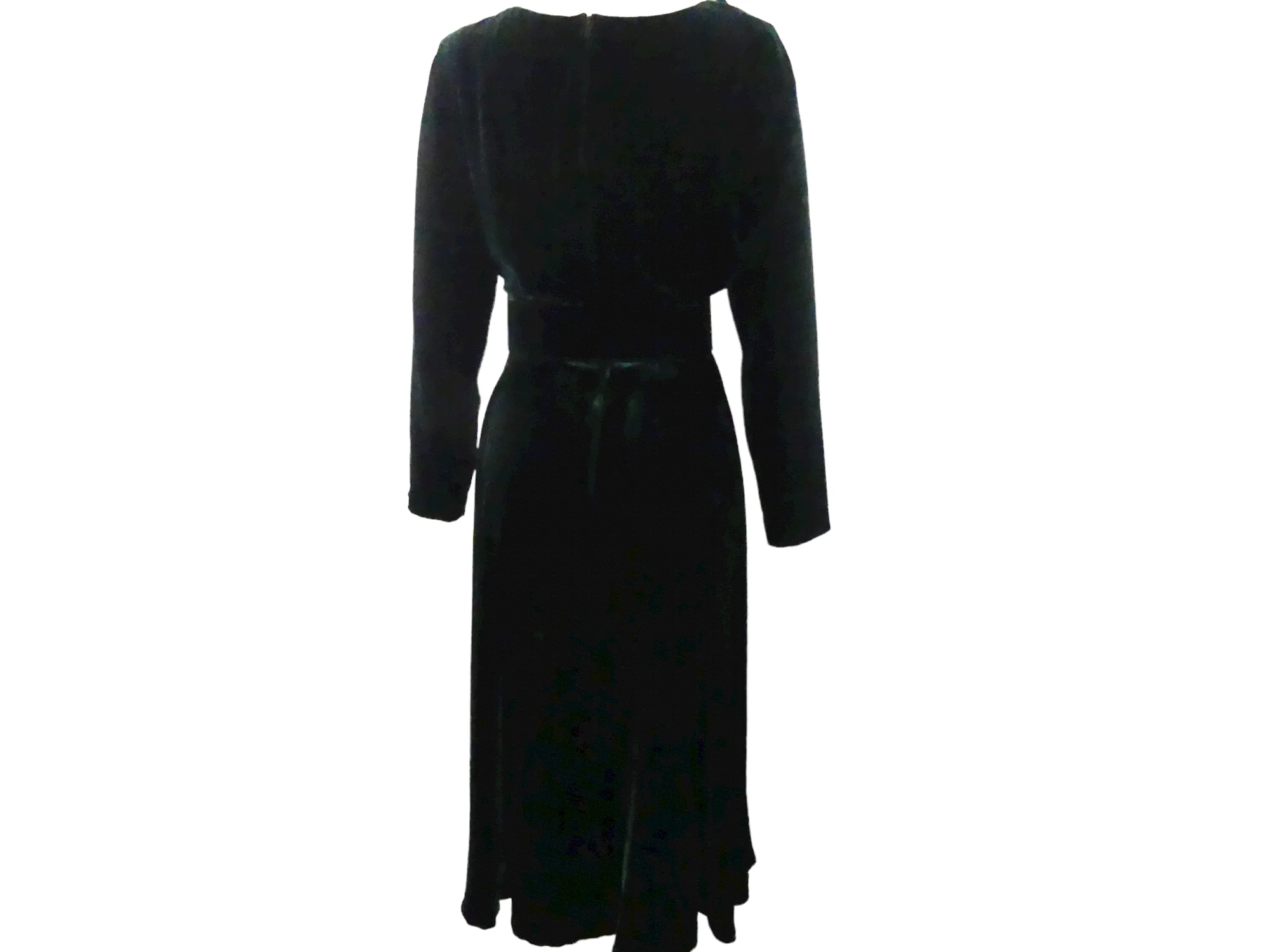 70s/80s Deep Emerald Green Rayon And Silk Velour Dress By Talbots Maggy London - Image 5