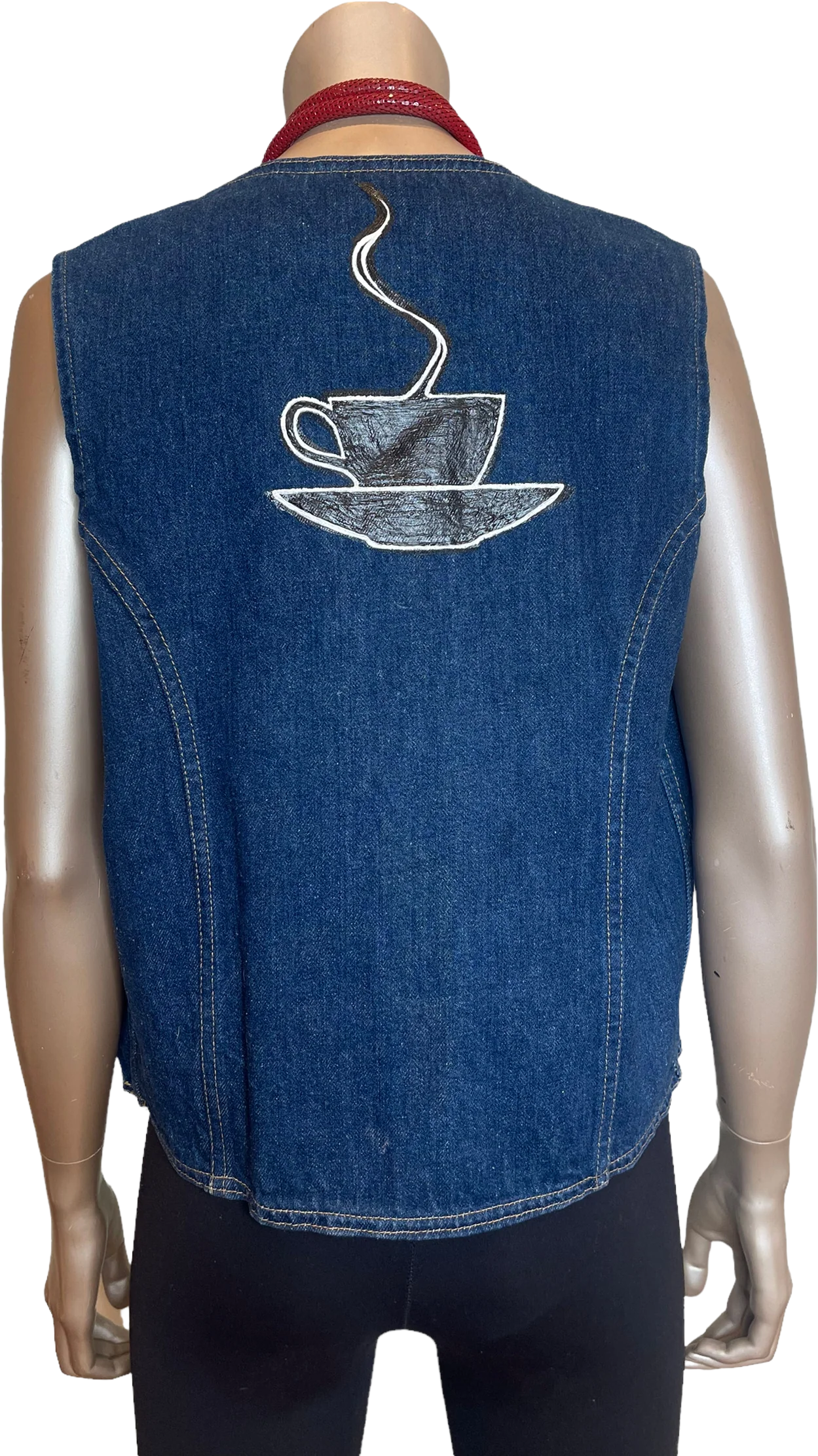 70s/80s Denim Vest With Painted Art On Back By Lee - Image 2
