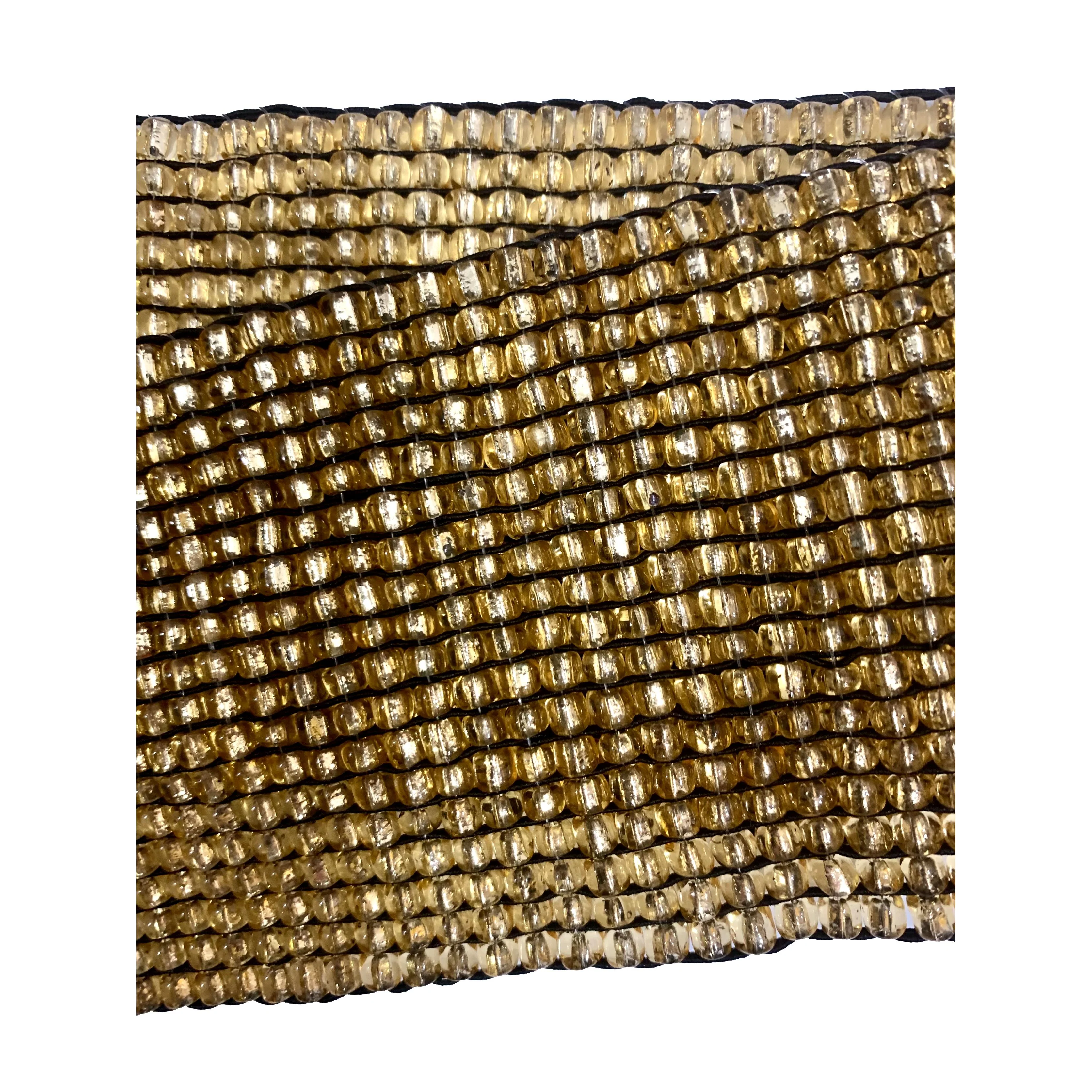 70s/80s Disco Glam Stretchy Gold Glass Bead Wide Band Belt - Image 7