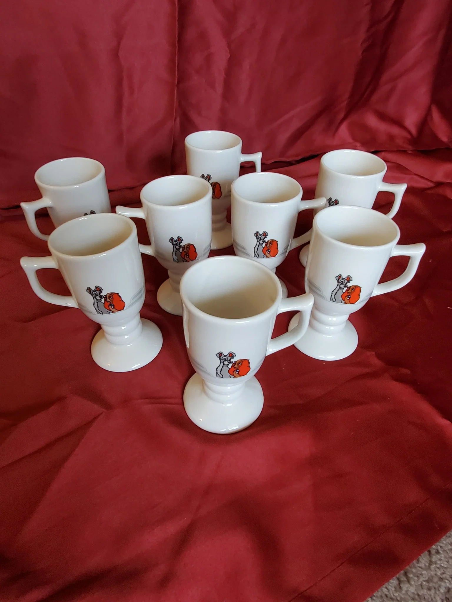 70s/80s Disney 8 Lady And The Tramp Pedestal Coffee Mugs By Buffalo China - Image 14