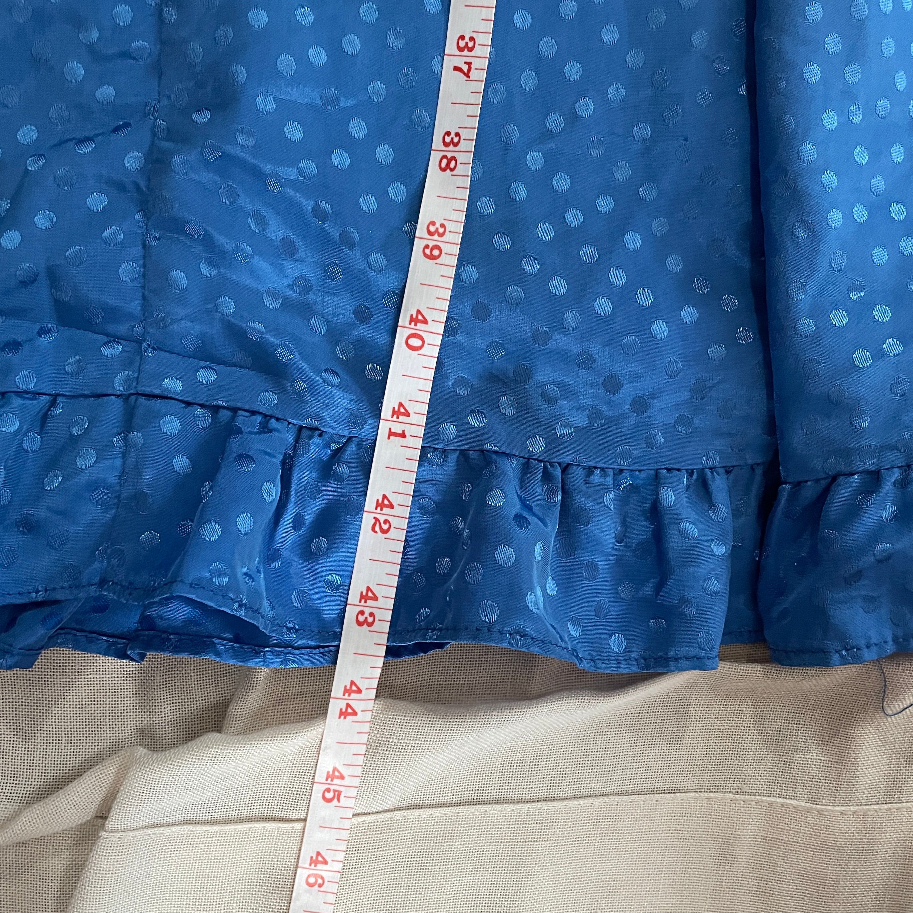 70s/80s Dress Size 13 / 14 Blue Polka Dot Jacquard Ruffle - Image 13