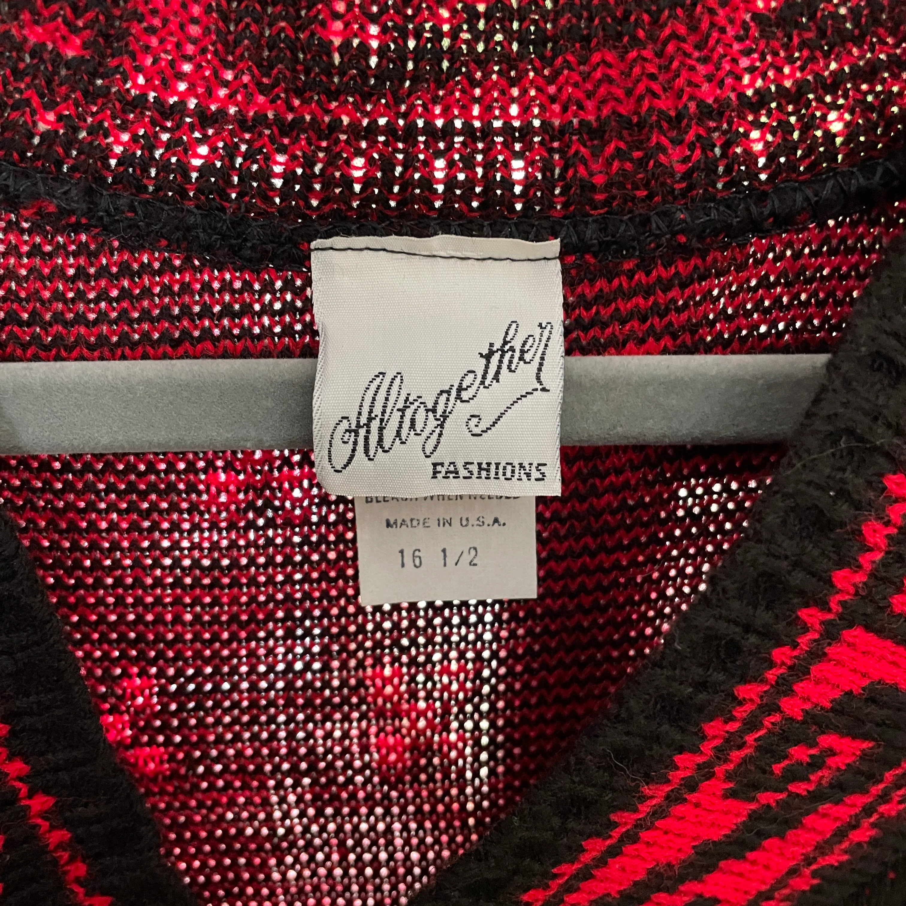 70s/80s Dress Size 16 Red Black Sweater Knit Sheath By Altogether Fashions - Image 9