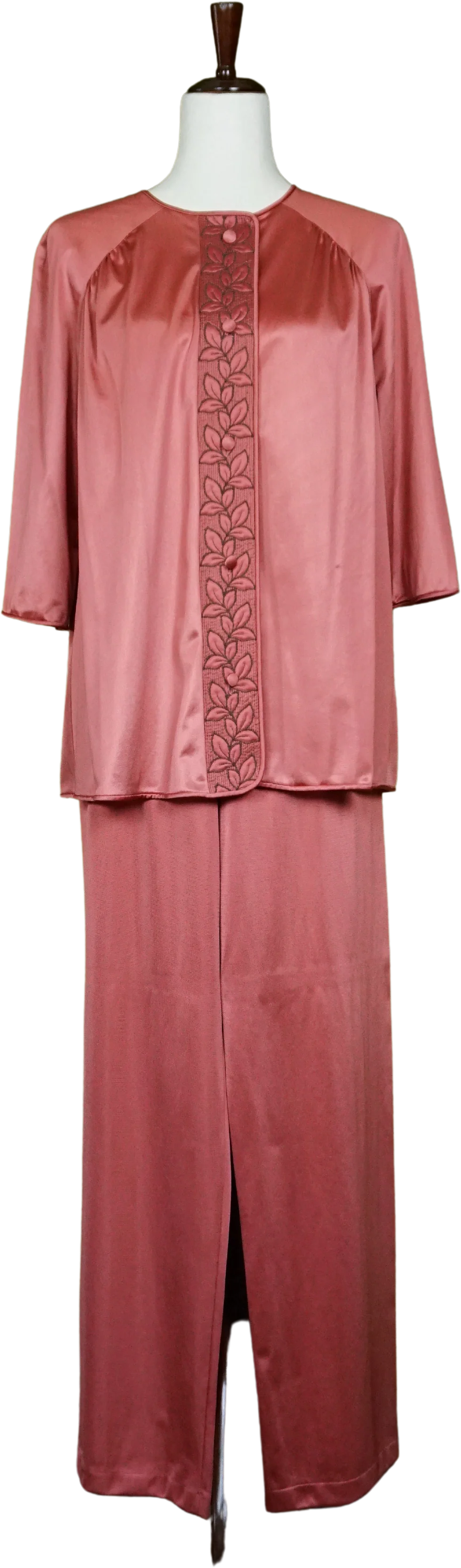 70s/80s Dusty Rose 3 Piece Pajama Set With Robe By Vanity Fair - Image 2
