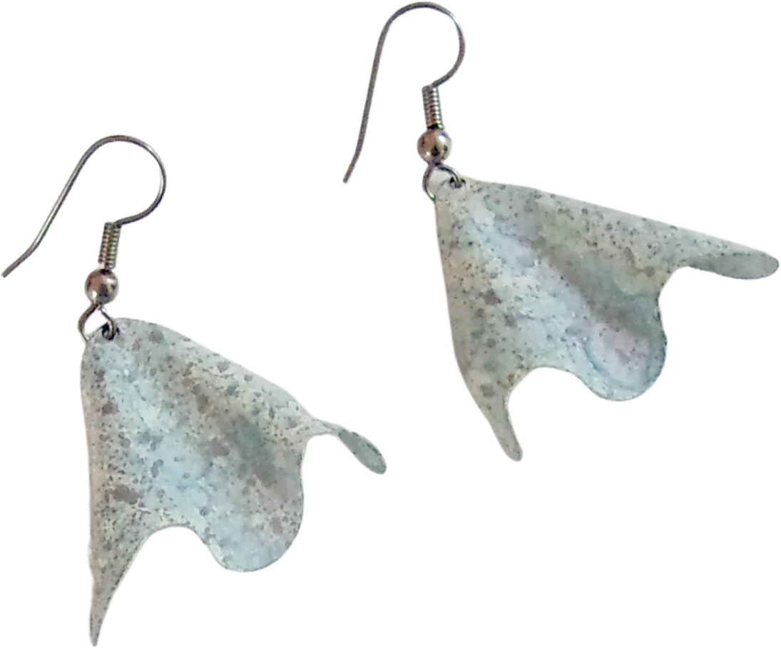 70s/80s Earrings Fold Form Confetti Light Aqua Pierced