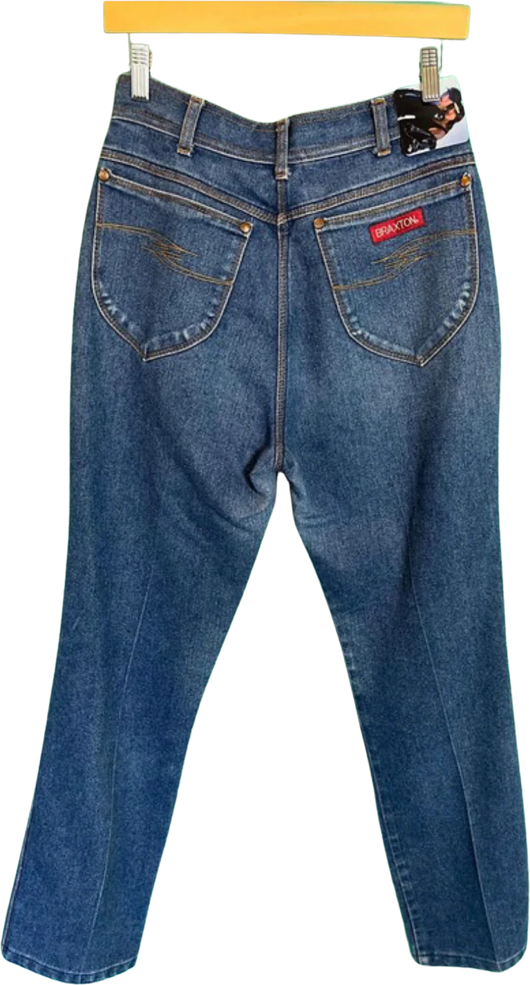 70s/80s Embriodered Pocket Dark Wash Denim Jeans By Braxton - Image 2