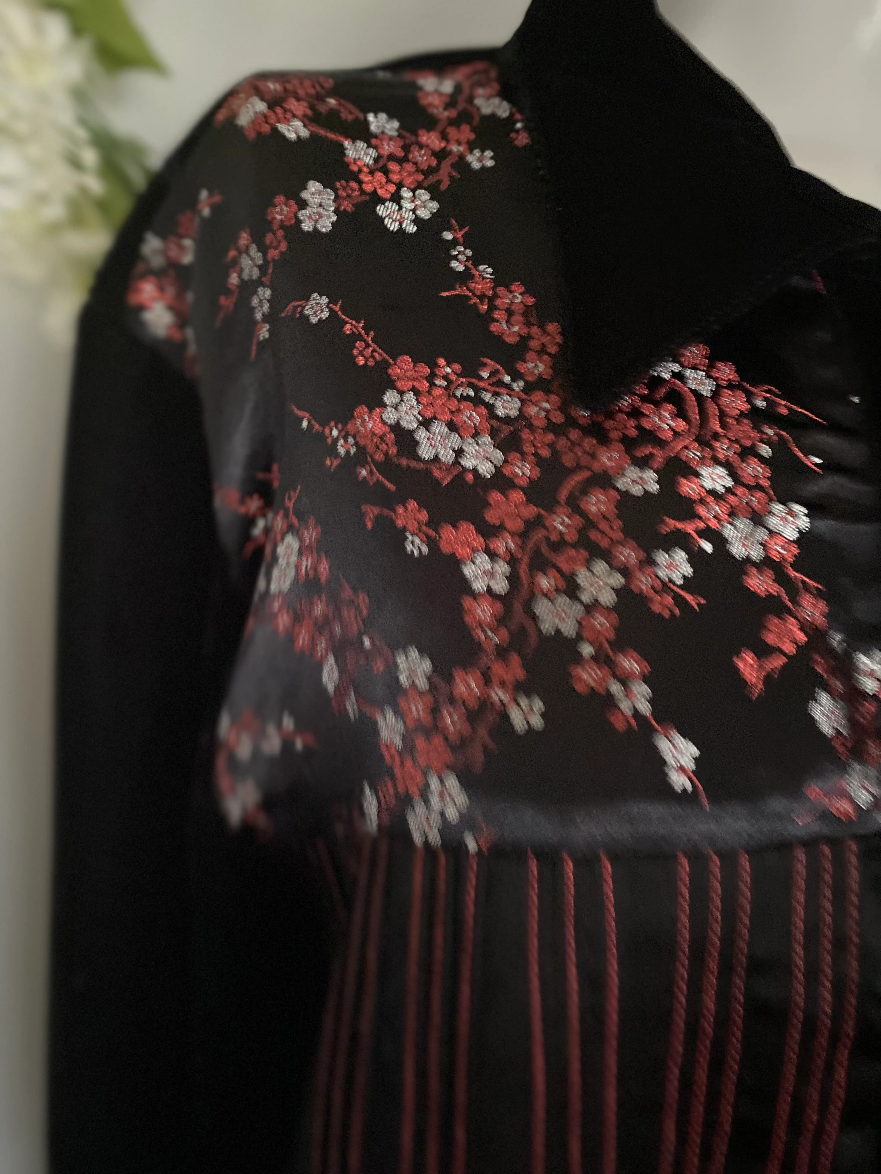 70s/80s Embroidered Black Velvet Silk Floral Jacket Xl By Robert Louis - Image 11