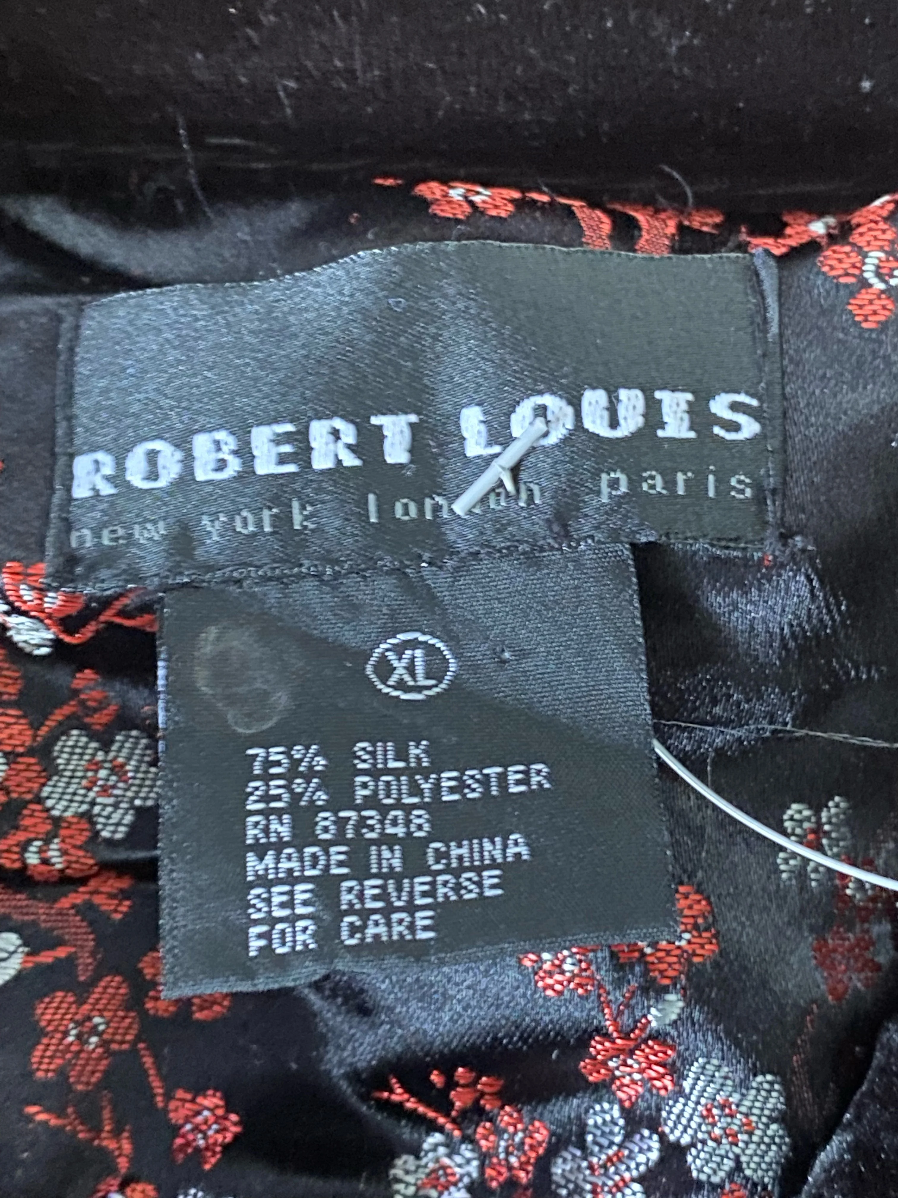 70s/80s Embroidered Black Velvet Silk Floral Jacket Xl By Robert Louis - Image 3