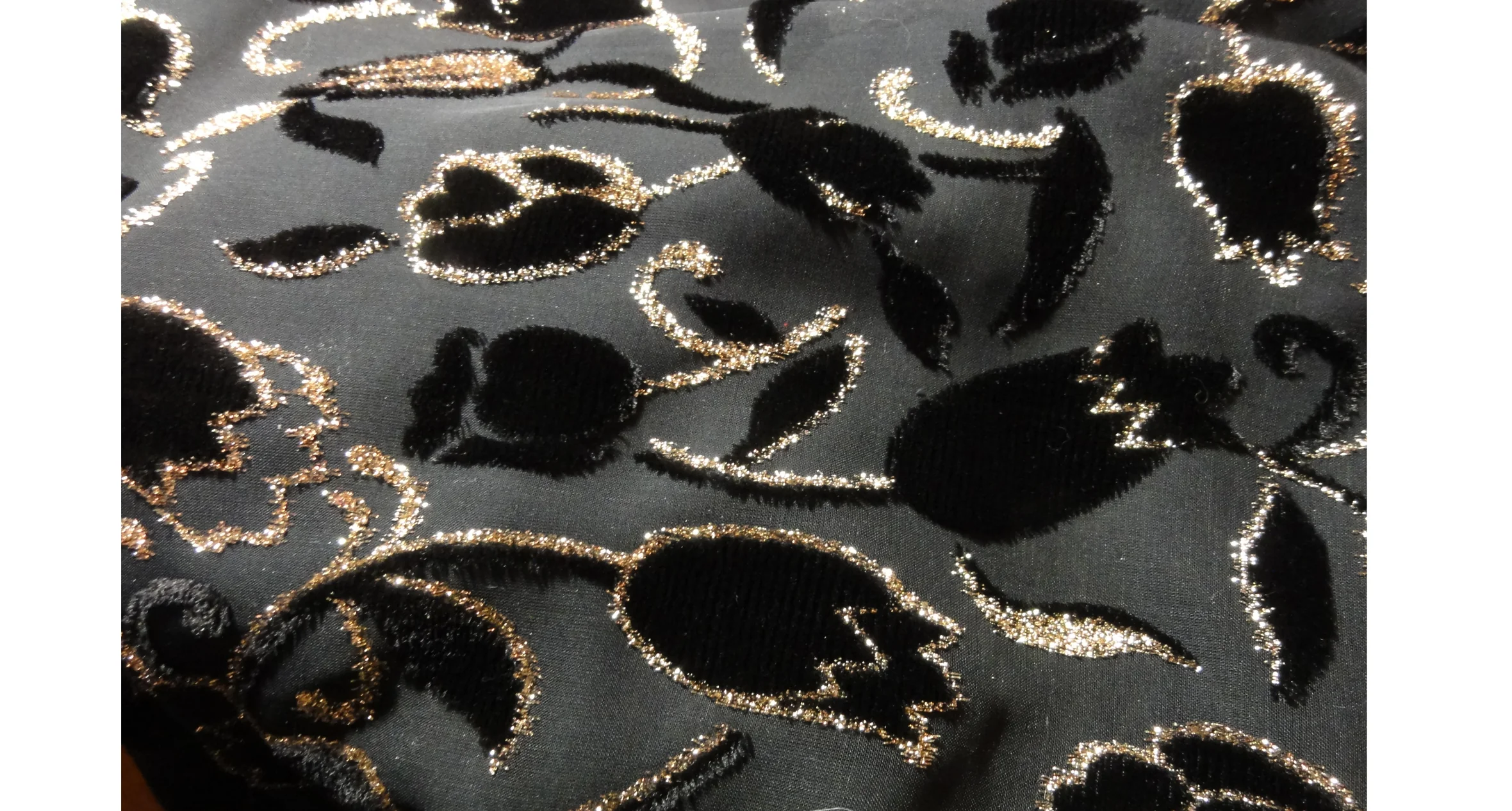 70s/80s Evening Gown Nwt Black Velvet Gold High Low Hem By Petites by Simon - Image 8