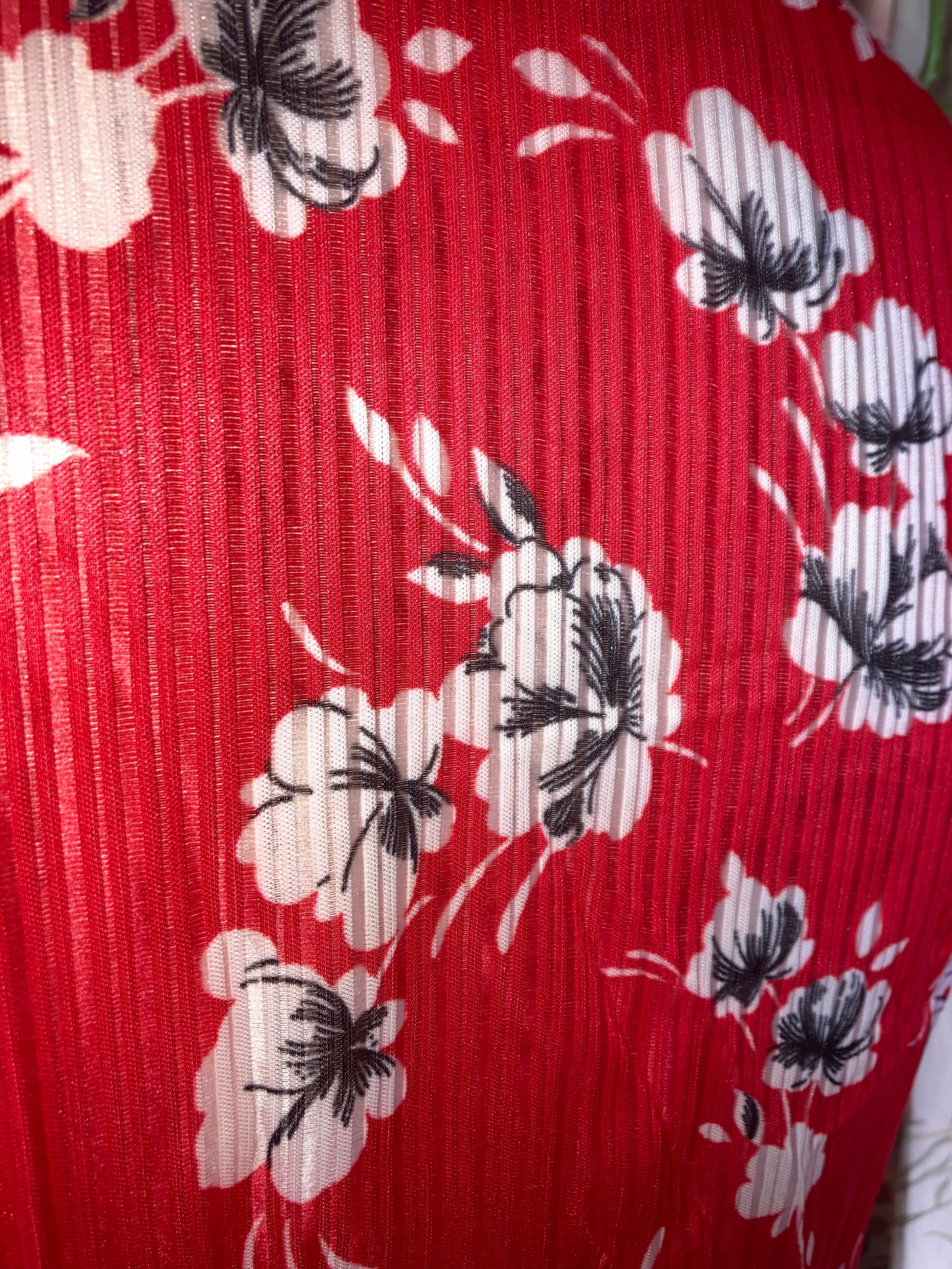 70s/80s Floral Blouse Short Sleeve Collared Button Up By Knit Magic - Image 7
