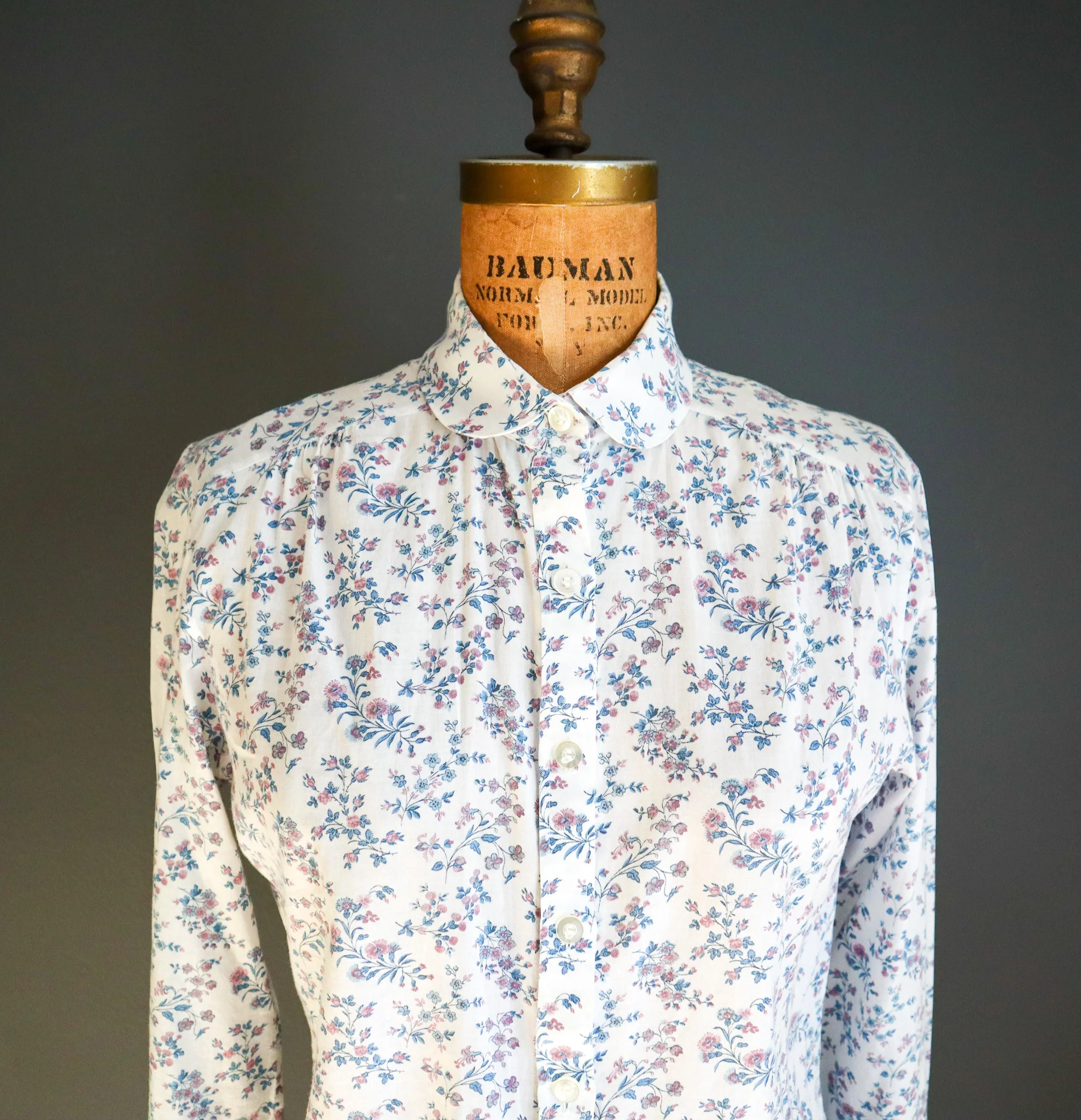 70s/80s Floral Cotton Peter Pan Collar Blouse By Panther - Image 6