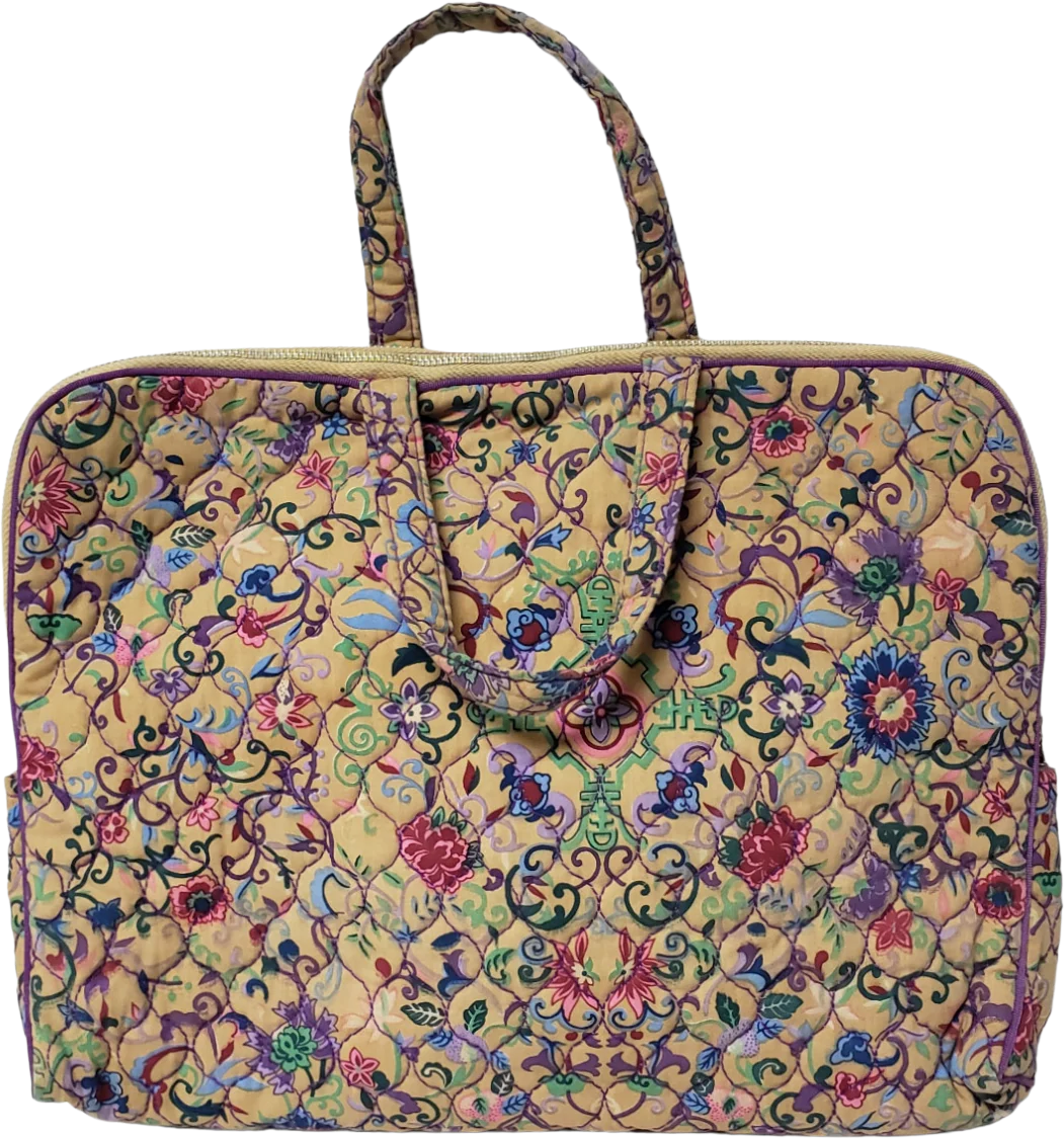 70s/80s Floral Quilted Multi-pocket Cosmetic Case By Oscar de la Renta - Image 2