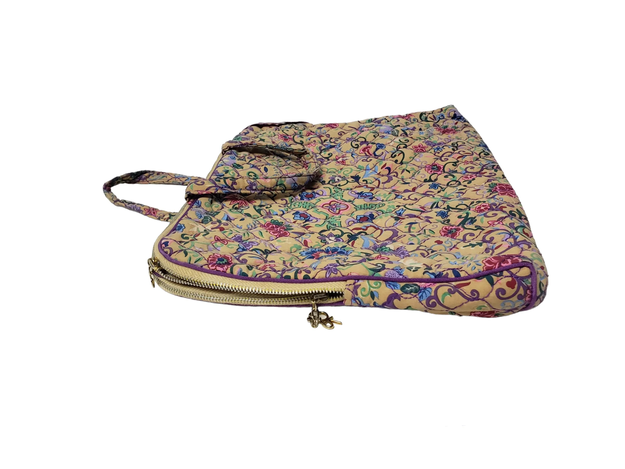 70s/80s Floral Quilted Multi-pocket Cosmetic Case By Oscar de la Renta - Image 4