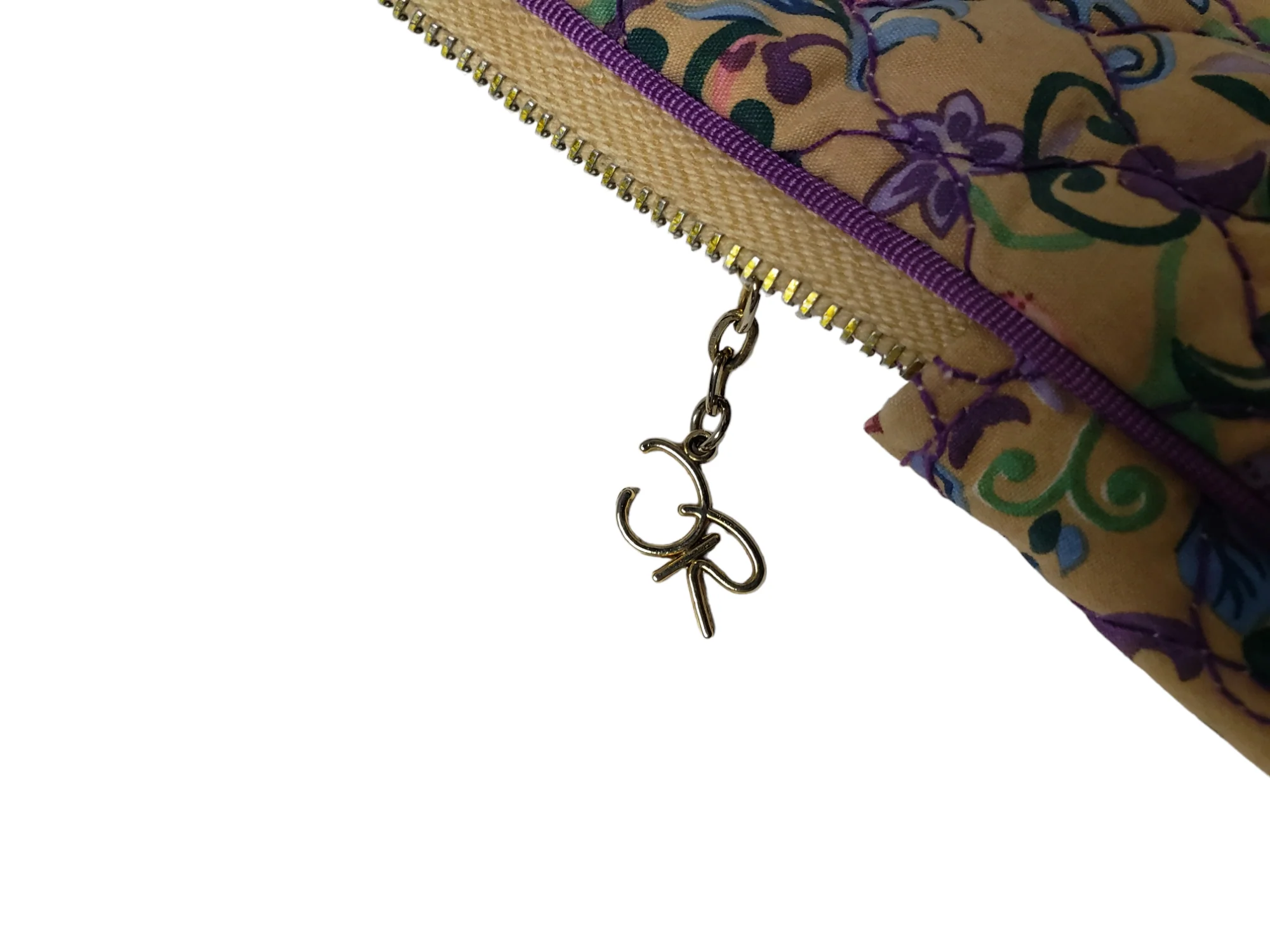 70s/80s Floral Quilted Multi-pocket Cosmetic Case By Oscar de la Renta - Image 5