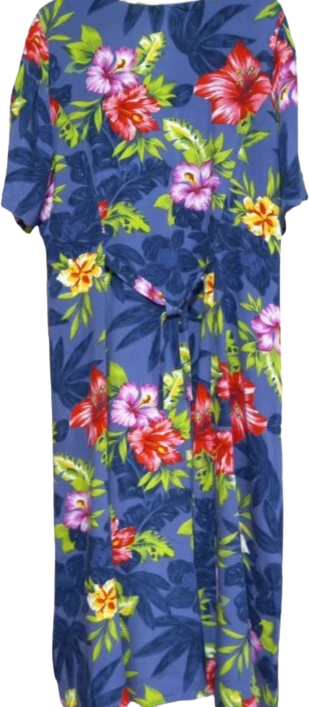 70s/80s Floral Rayon Fit And Flare Button Front Dress - Image 2
