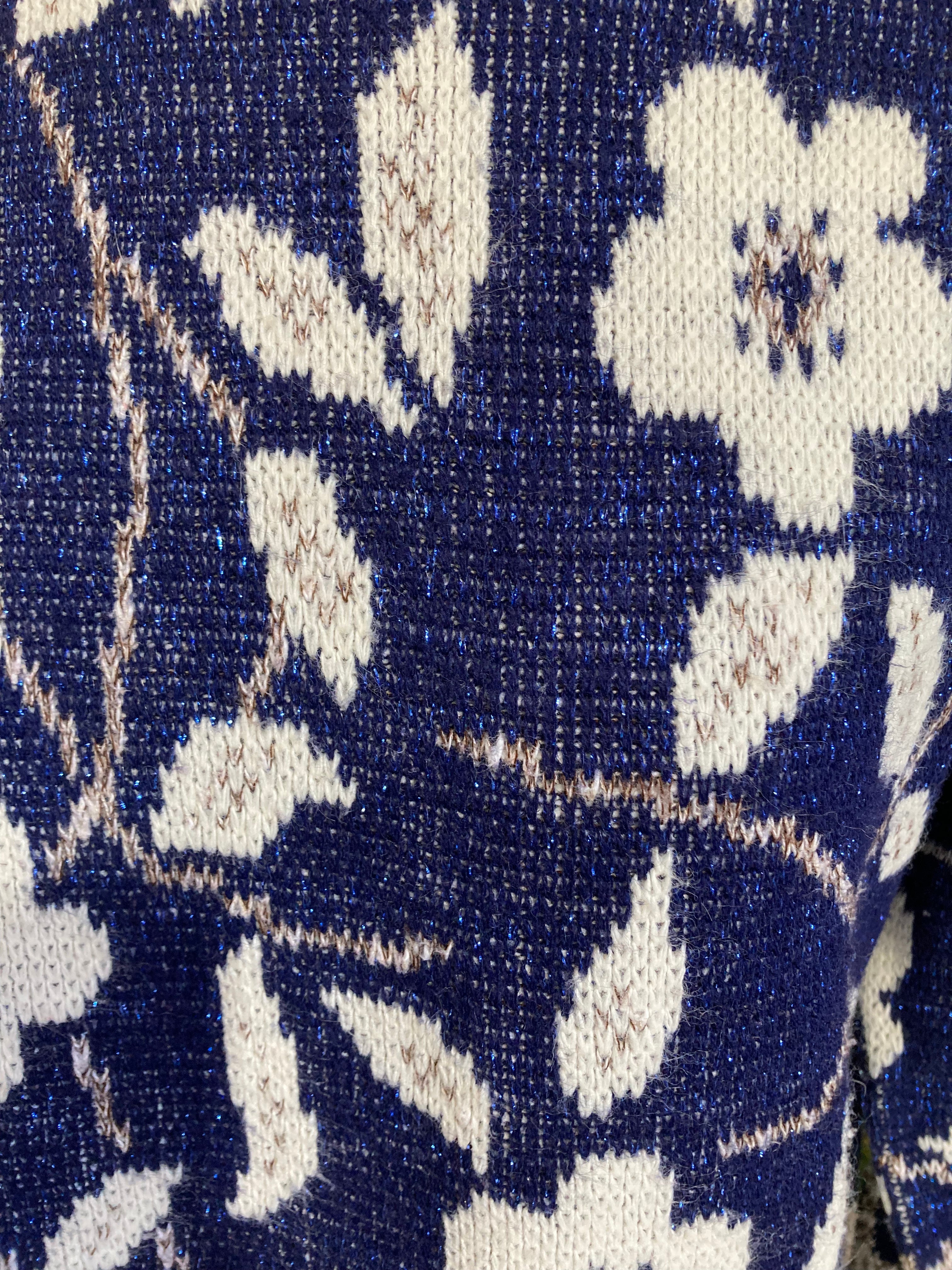 70s/80s Floral Sweater With Subtle Metallic Thread By Holiday Time - Image 3