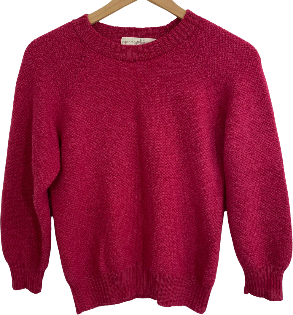 70s/80s Fuchsia Pink Soft Cozy Alpaca Pullover Sweater By Peruvian Connection