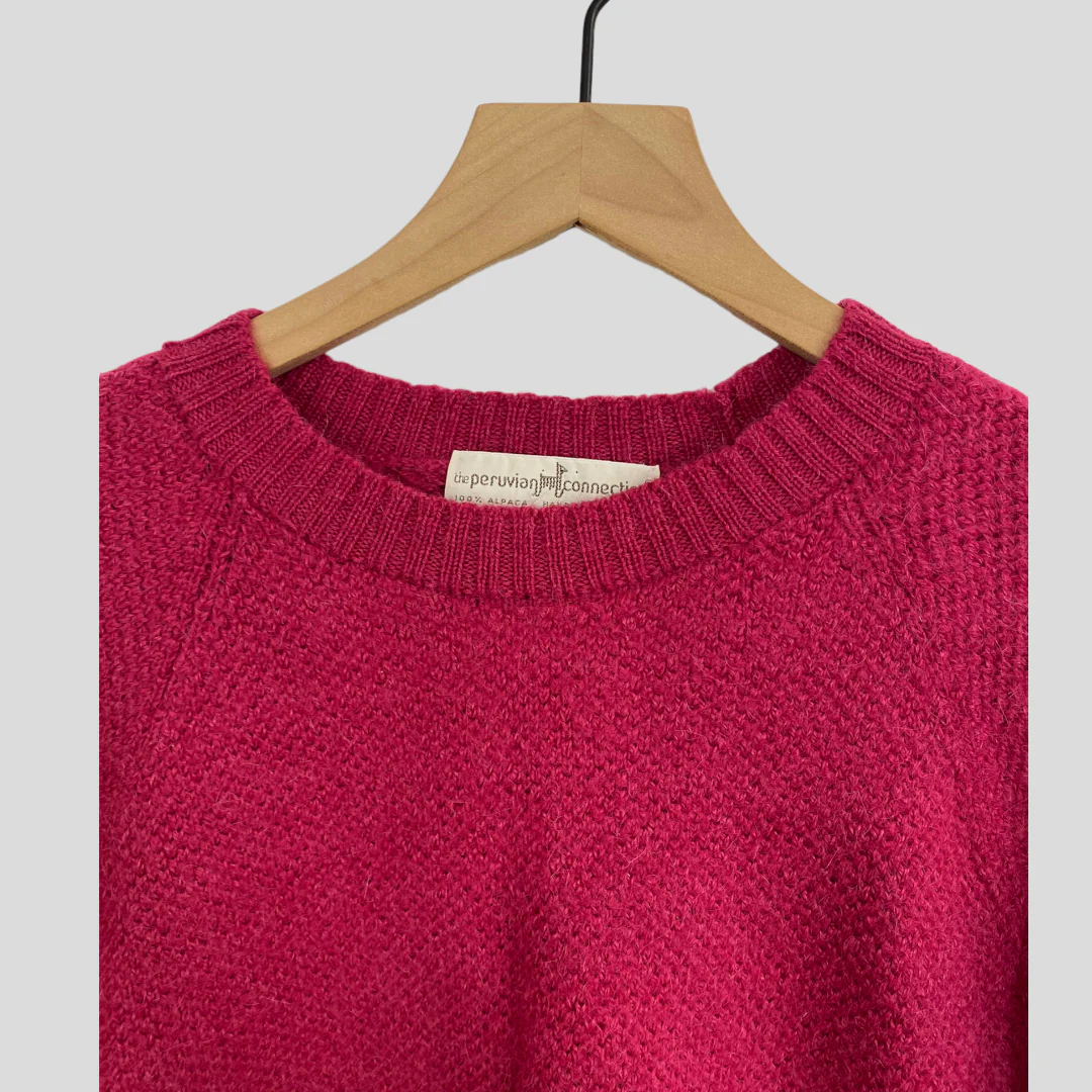 70s/80s Fuchsia Pink Soft Cozy Alpaca Pullover Sweater By Peruvian Connection - Image 4