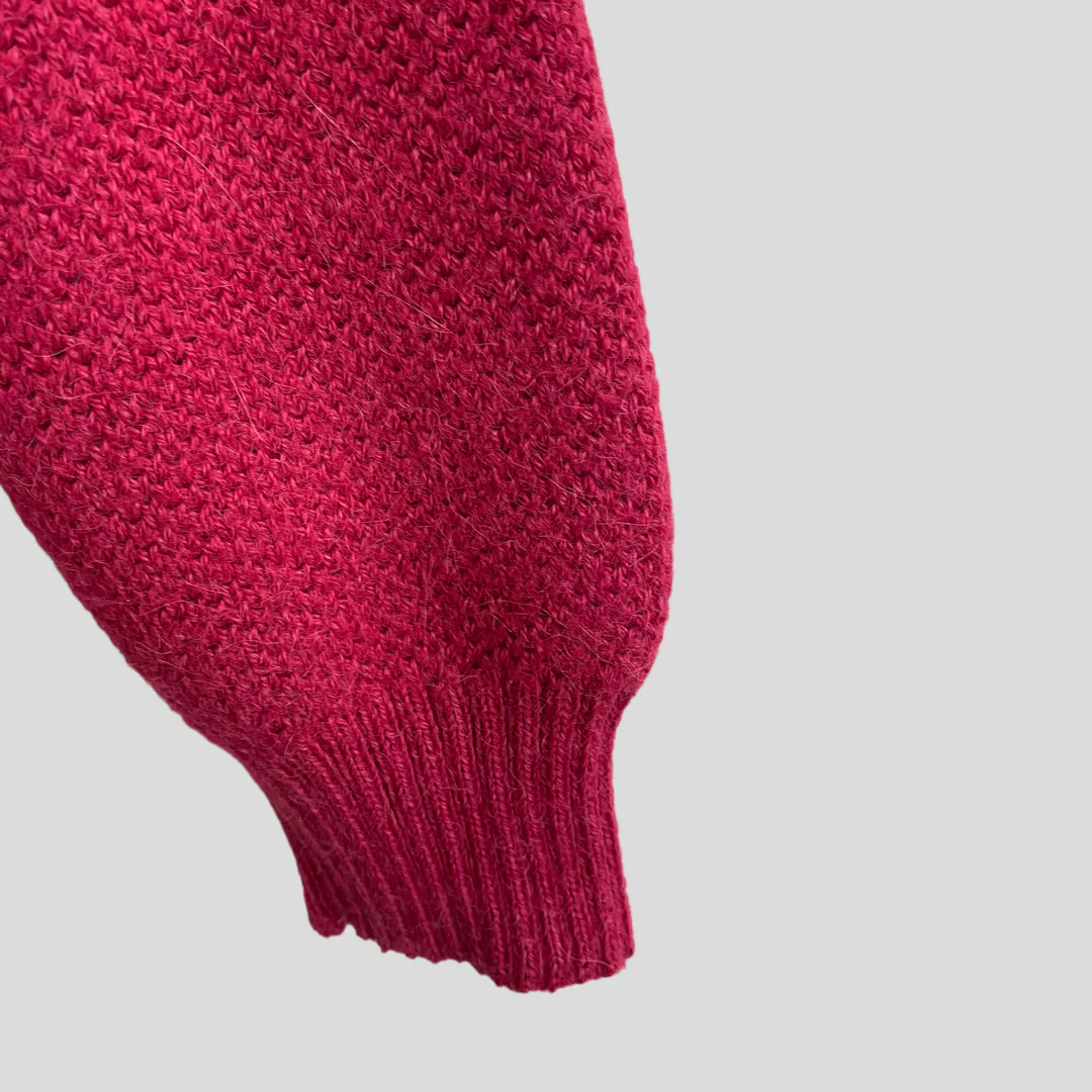 70s/80s Fuchsia Pink Soft Cozy Alpaca Pullover Sweater By Peruvian Connection - Image 5