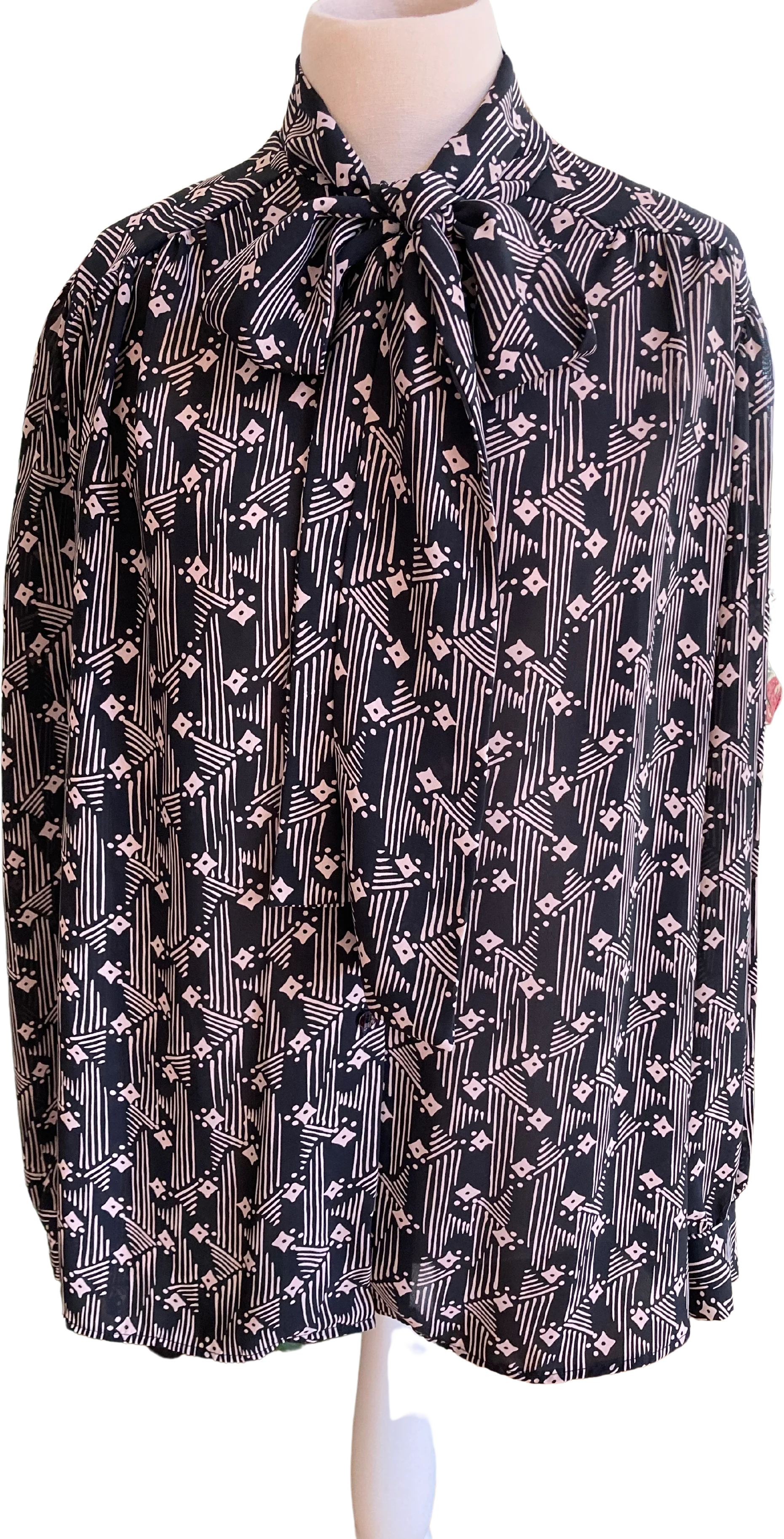 70s/80s Fun Bow Tie Blouse By Teddi of California