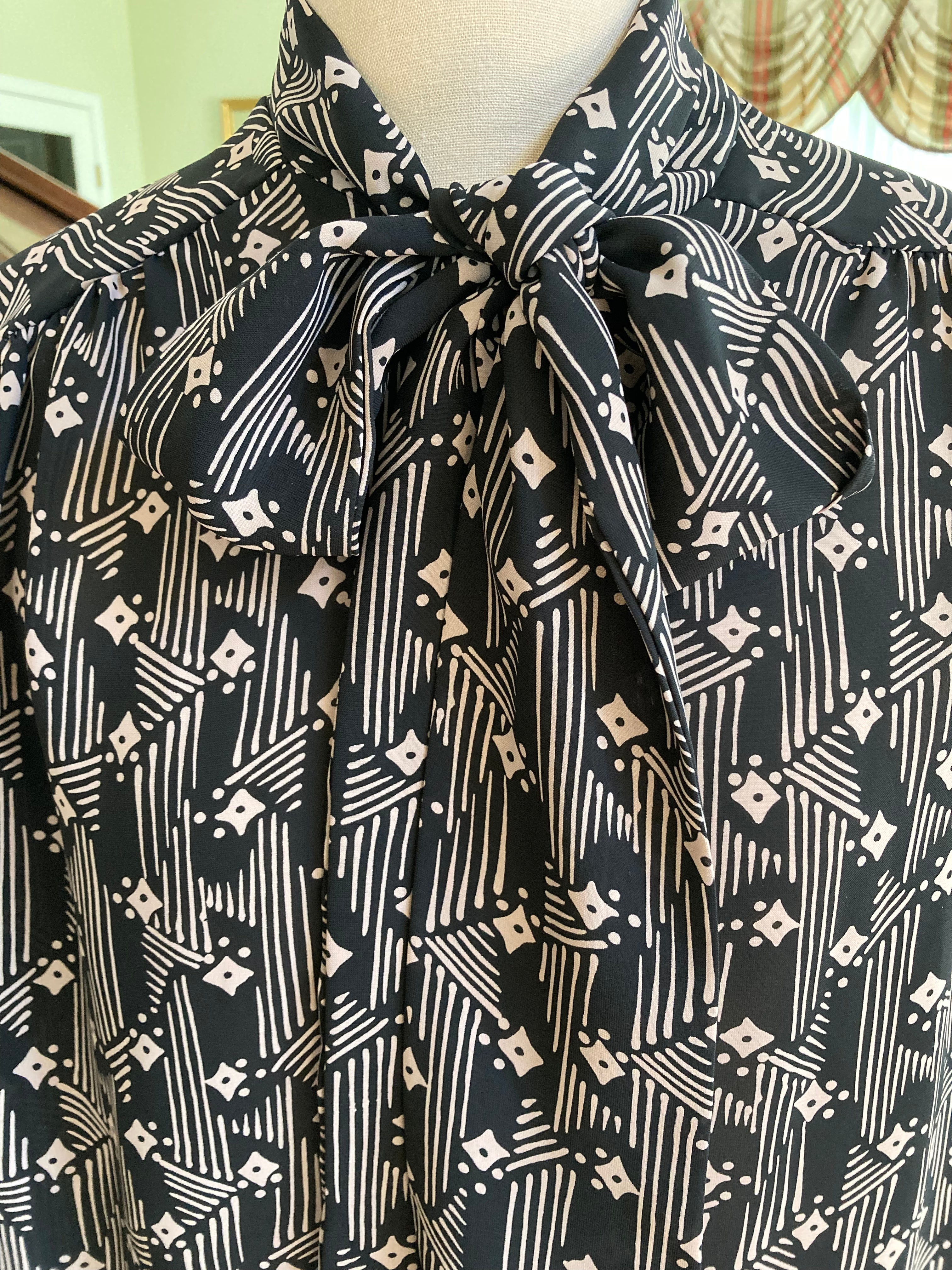 70s/80s Fun Bow Tie Blouse By Teddi of California - Image 3