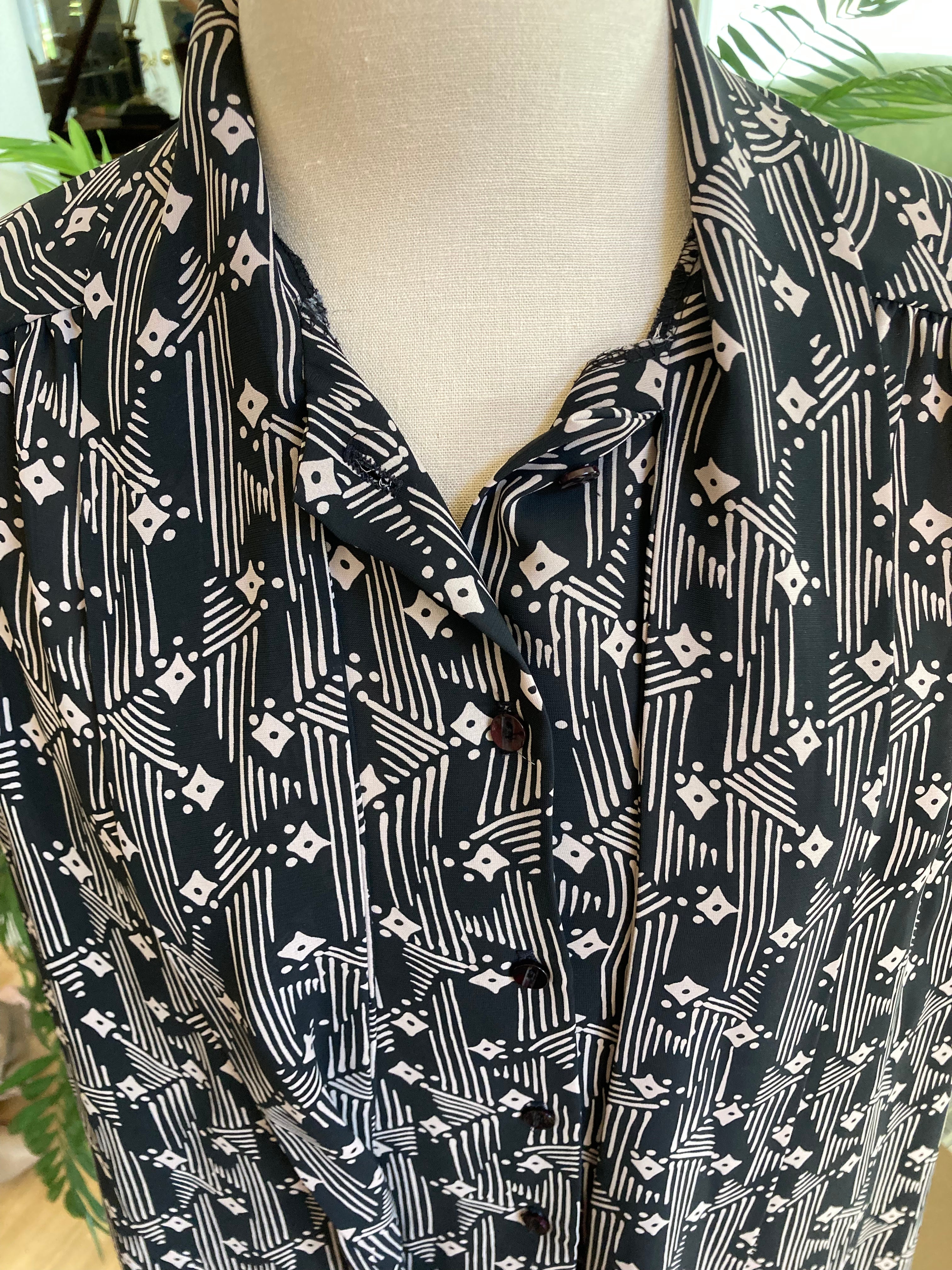 70s/80s Fun Bow Tie Blouse By Teddi of California - Image 5