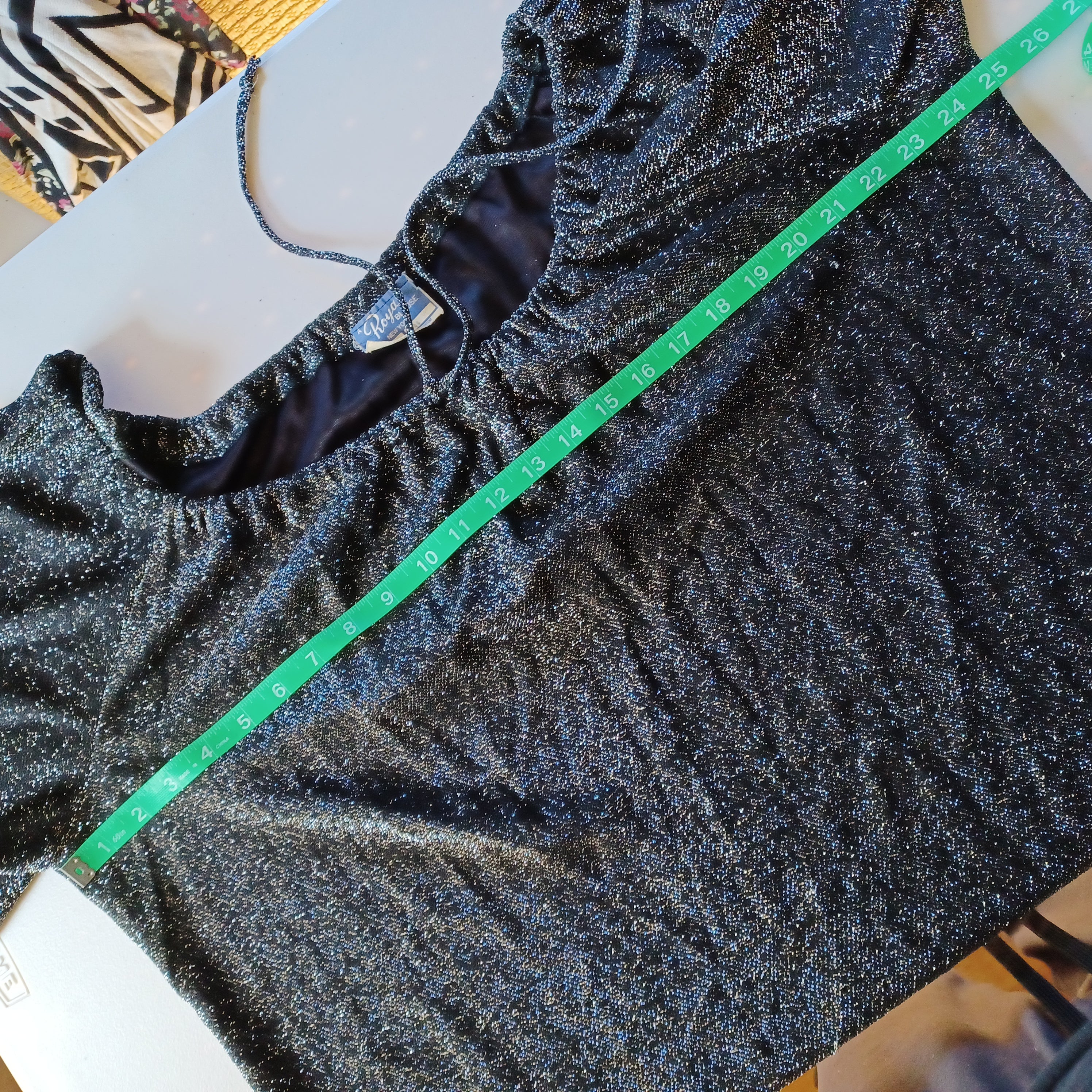 70s/80s Glitzy Lurex Disco Top With Drawstring Neckline By A Royal Blouse New York - Image 3
