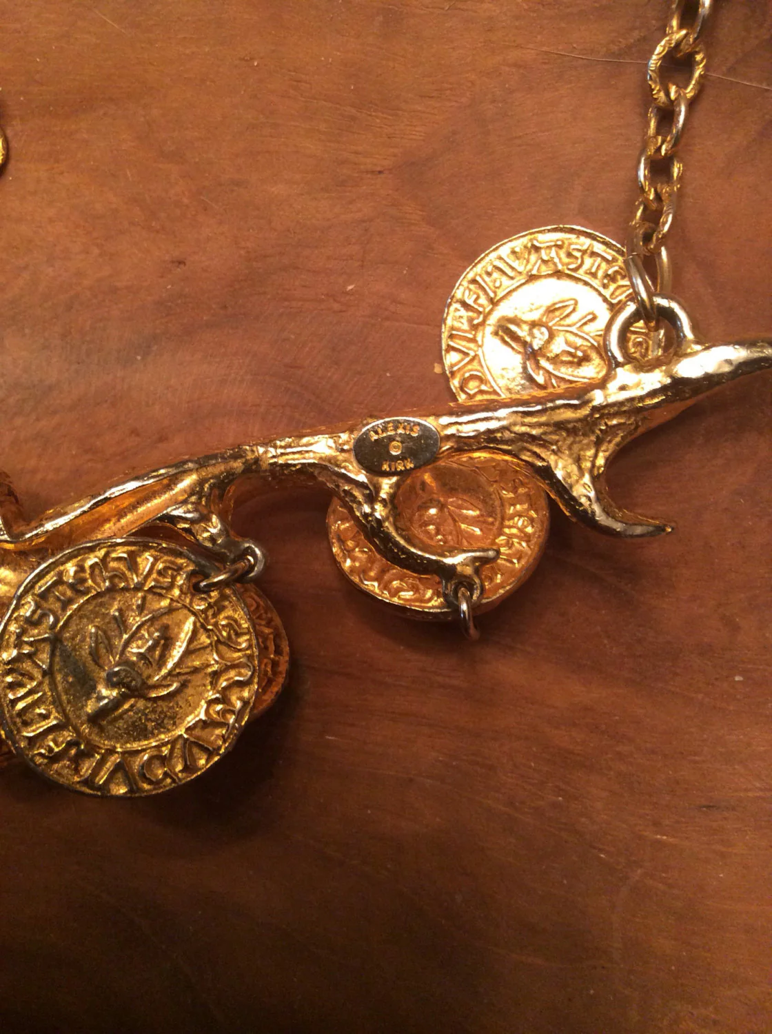70's/80's Gold Deer Antlers and Coin Necklace by Alexis Kirk - Image 5