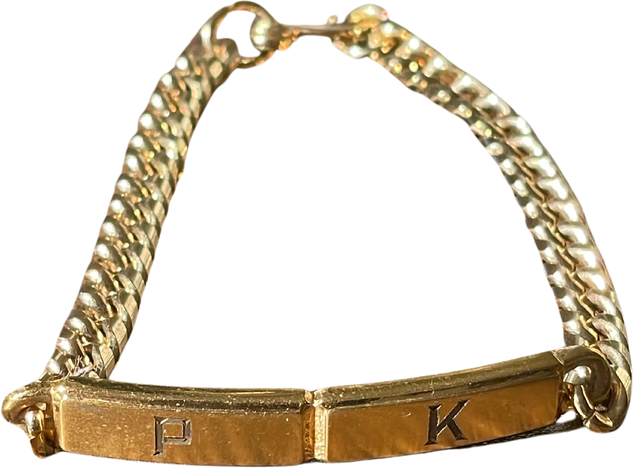 70s/80s Gold Filled Id Bracelet With Pk Initials By Speidel