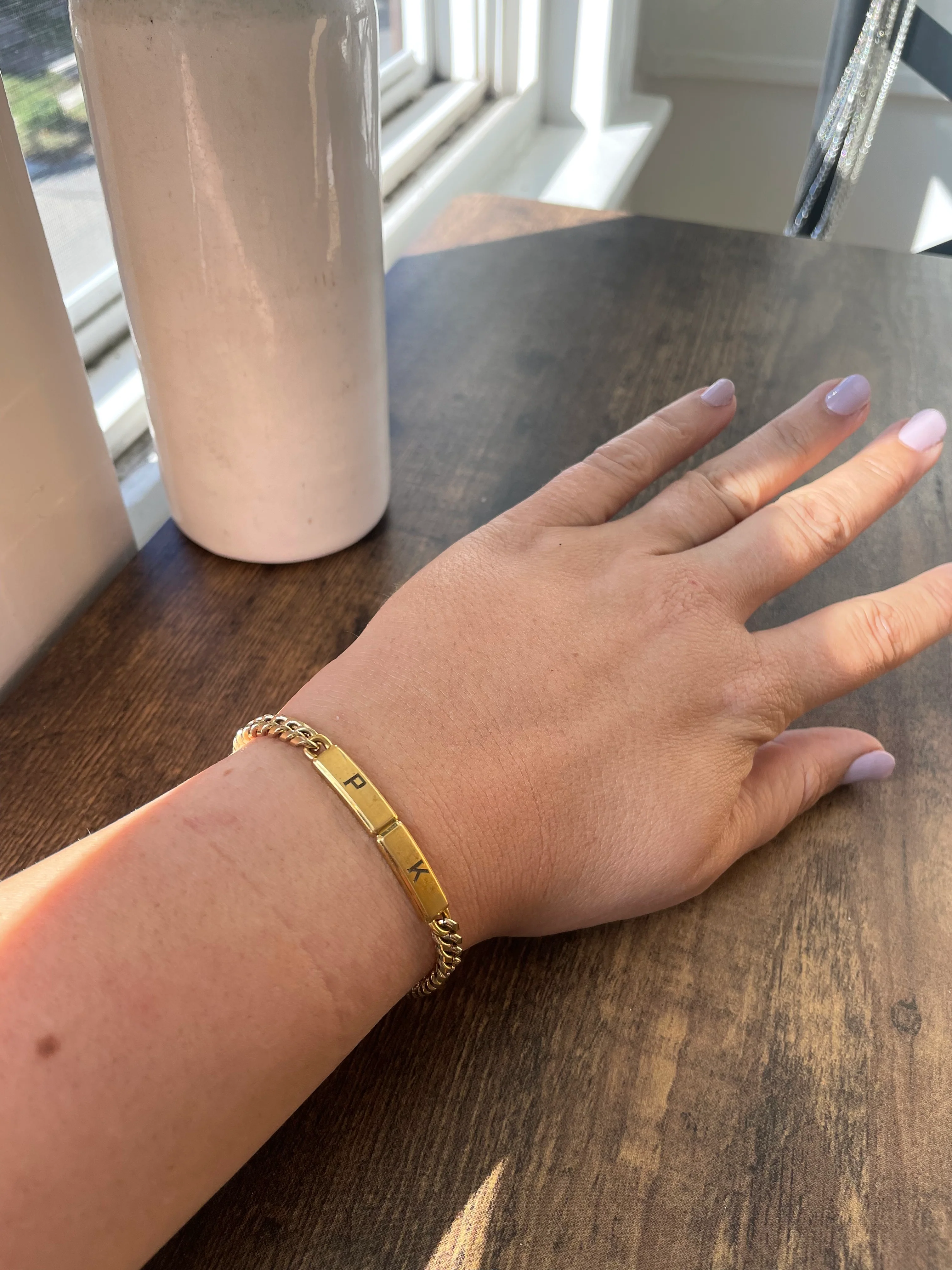 70s/80s Gold Filled Id Bracelet With Pk Initials By Speidel - Image 3