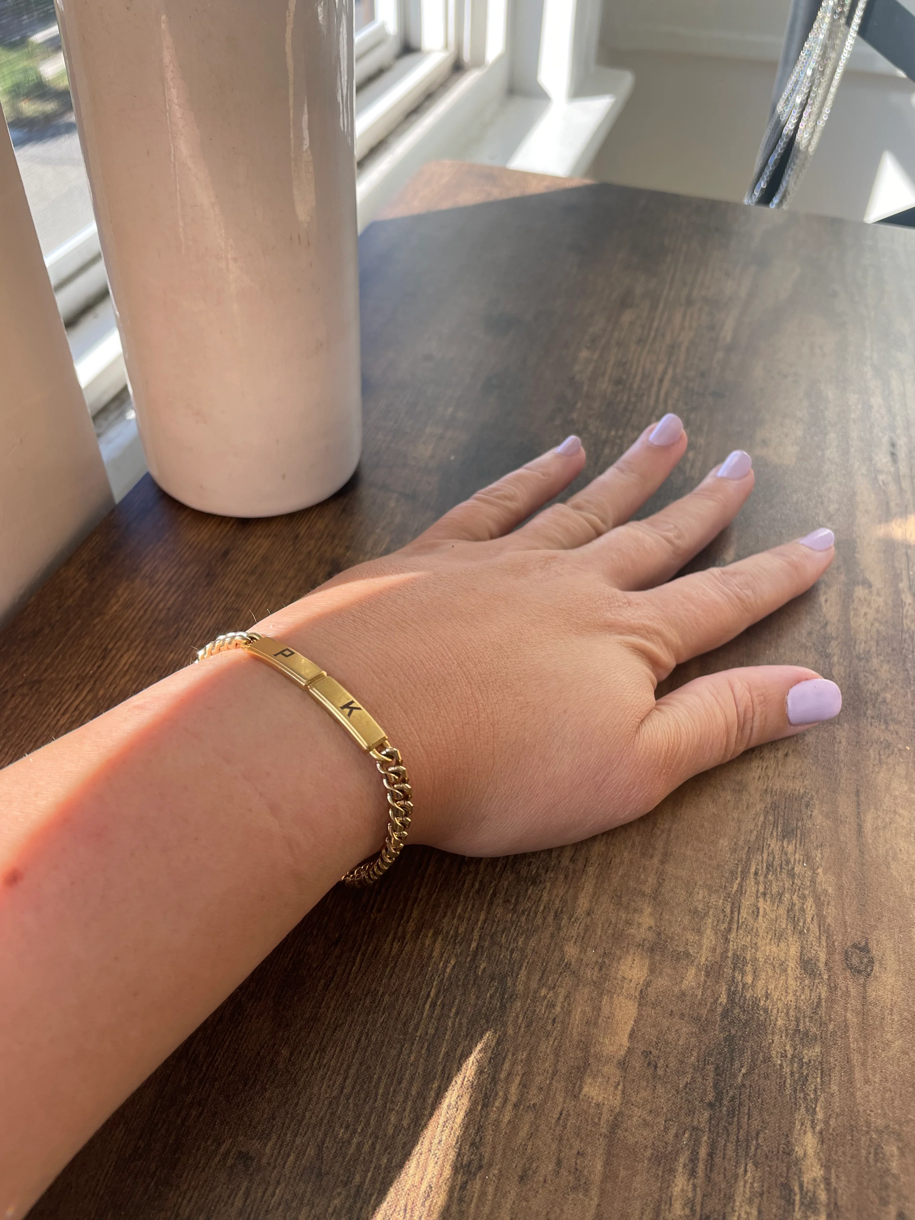 70s/80s Gold Filled Id Bracelet With Pk Initials By Speidel - Image 4