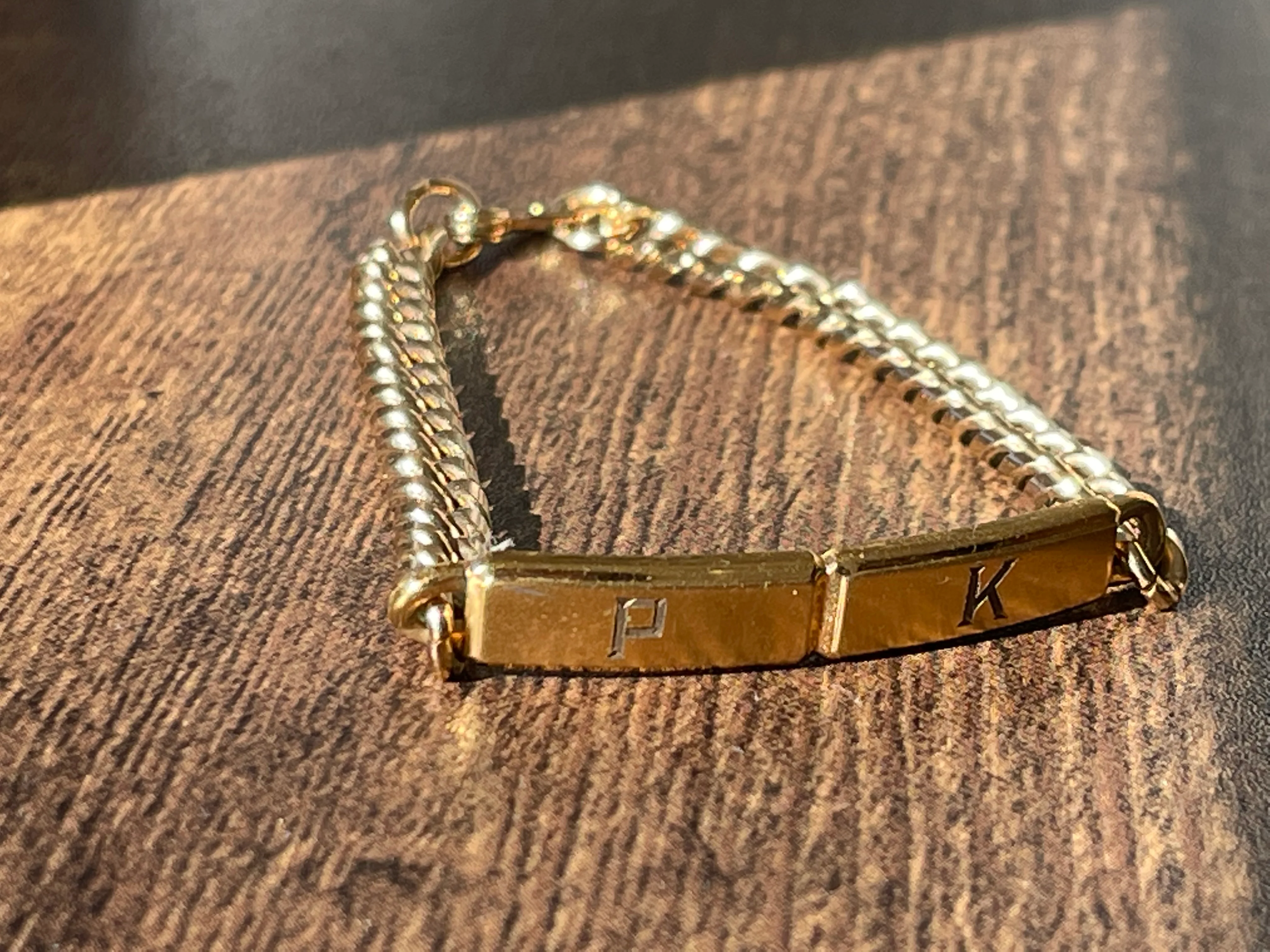 70s/80s Gold Filled Id Bracelet With Pk Initials By Speidel - Image 9