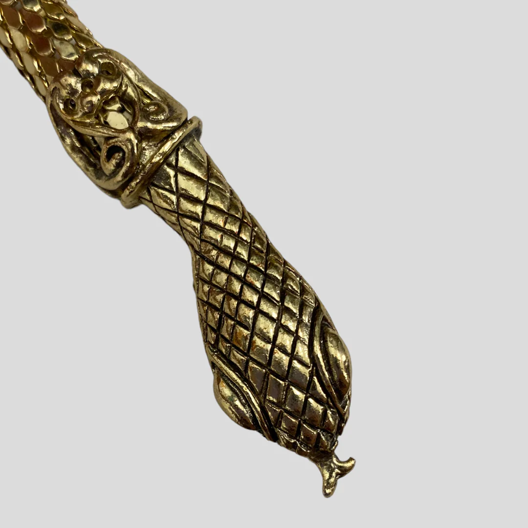 60s/70s Gold Mesh Chainmail Snake Lariat Necklace Or Belt By Whiting & Davis - Image 5