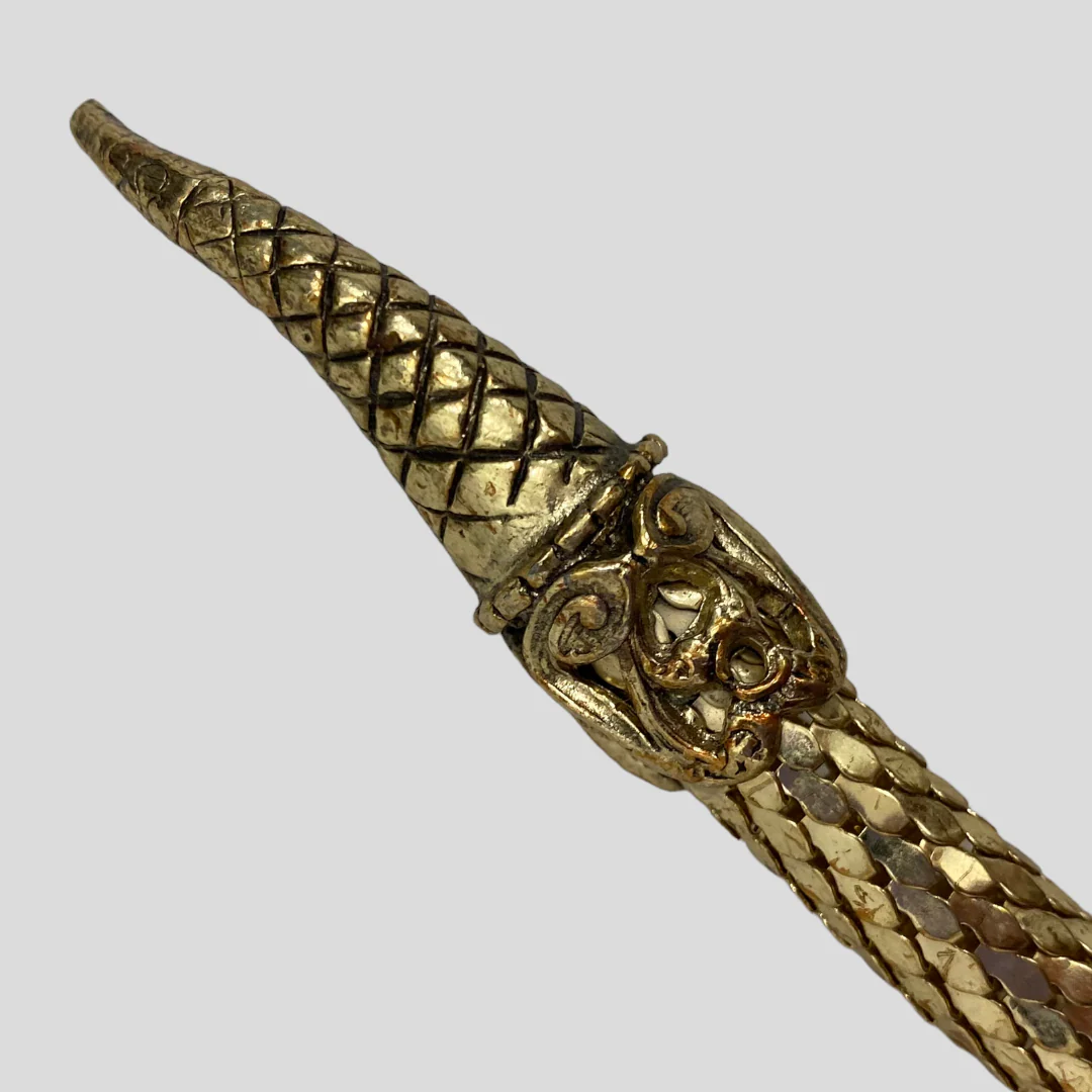 60s/70s Gold Mesh Chainmail Snake Lariat Necklace Or Belt By Whiting & Davis - Image 7
