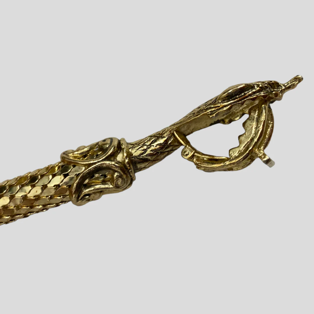 60s/70s Gold Mesh Chainmail Snake Lariat Necklace Or Belt By Whiting & Davis - Image 8