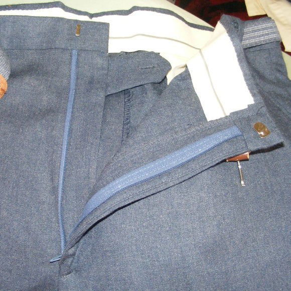 70s/80s Blue Dress Pants 38 X 31.5 Pockets By Goldwaters - Image 7