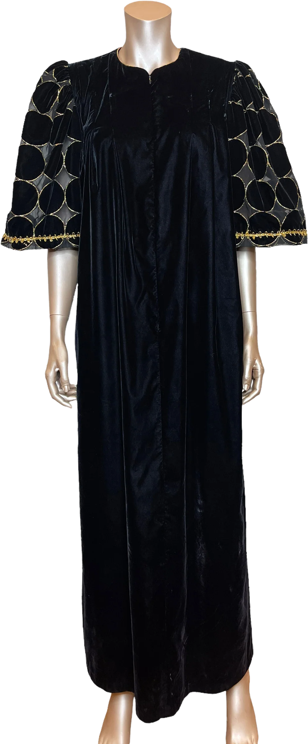 70s/80s Gorgeous Velvet Gown With Velvet And Sheer Sleeves By David Brown for Neiman Marcus