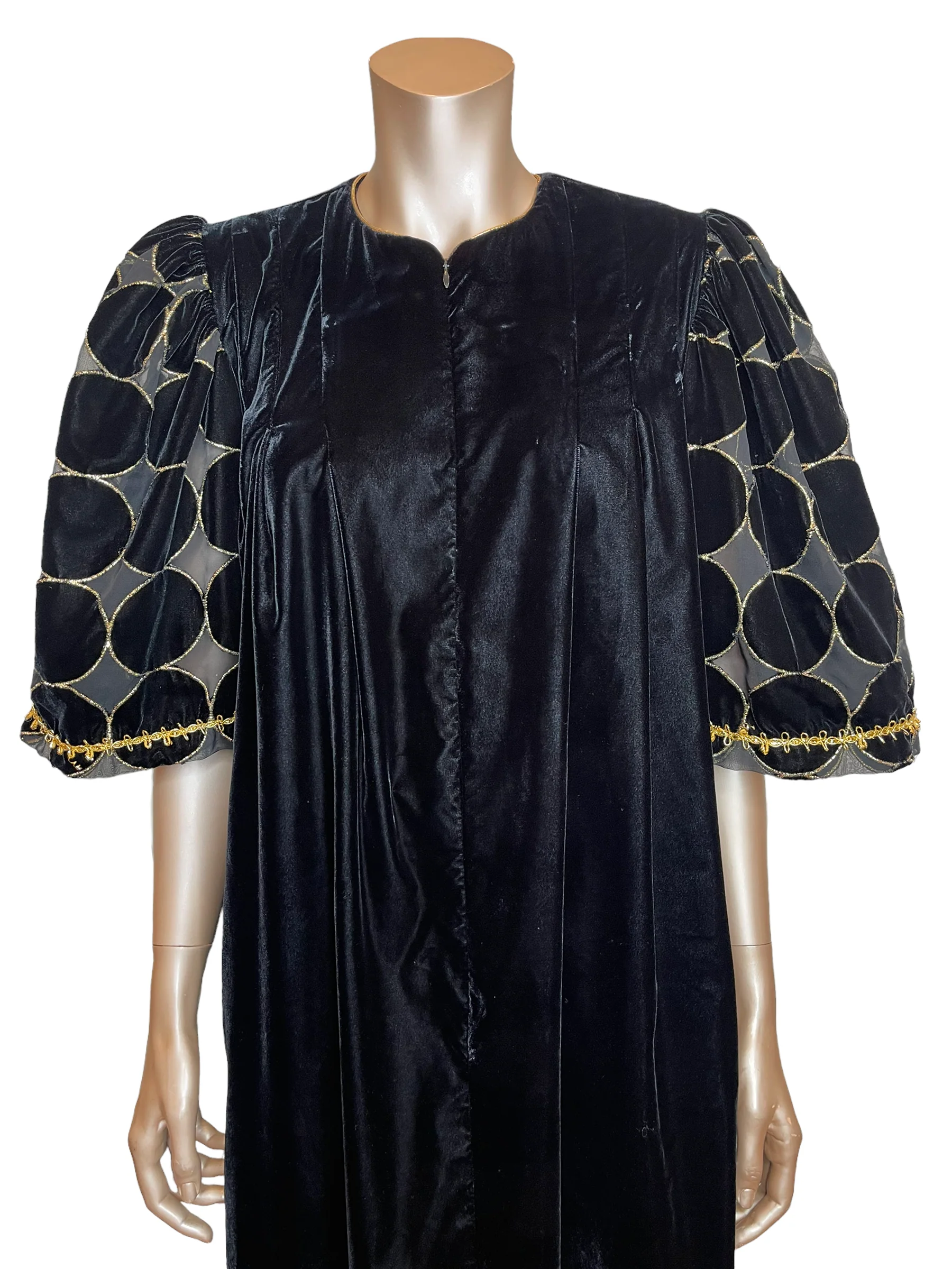 70s/80s Gorgeous Velvet Gown With Velvet And Sheer Sleeves By David Brown for Neiman Marcus - Image 5