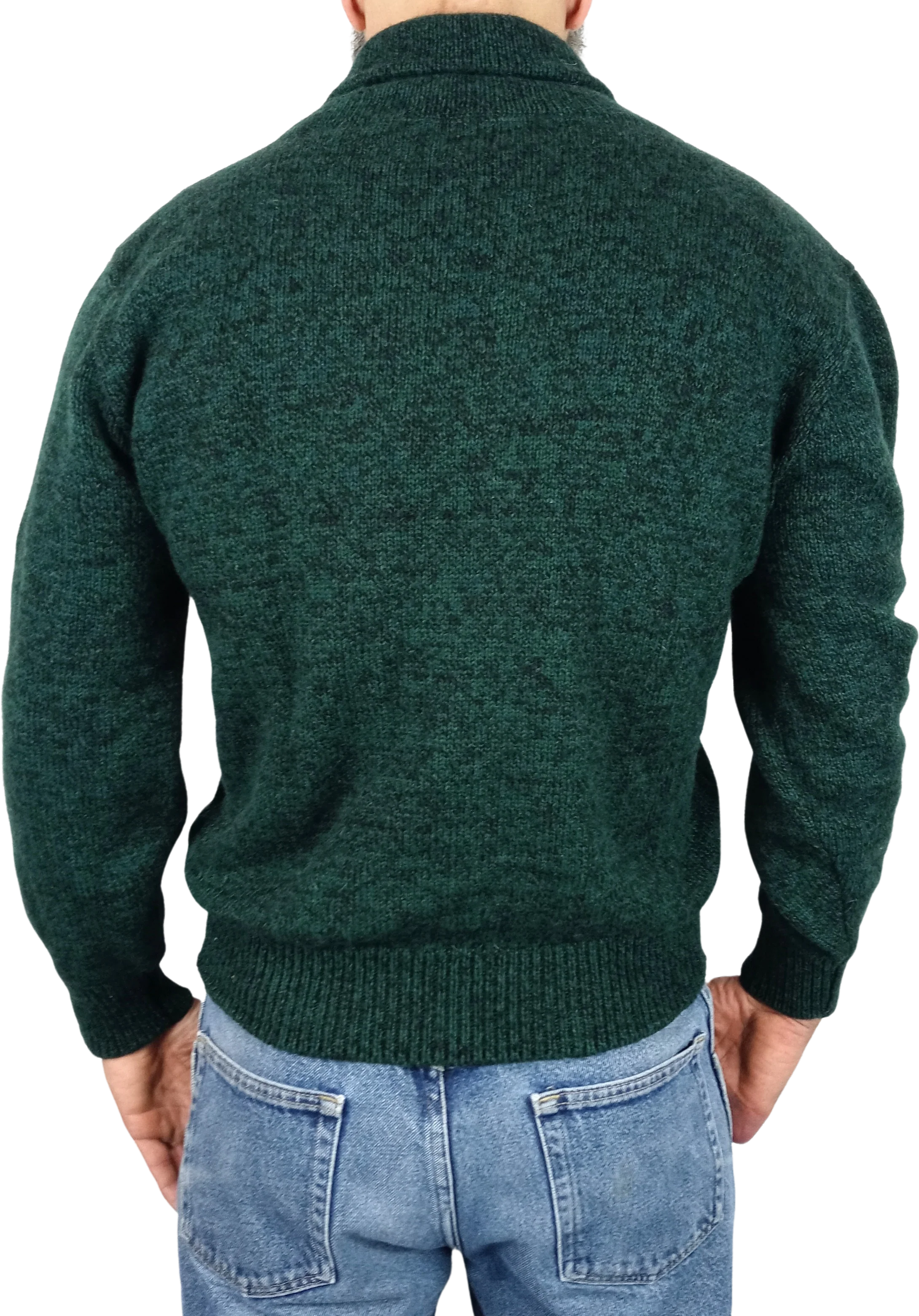 70s/80s Green Ragg Wool Pullover Shawl Collar Sweater By The Great Plains Clothing Company - Image 2