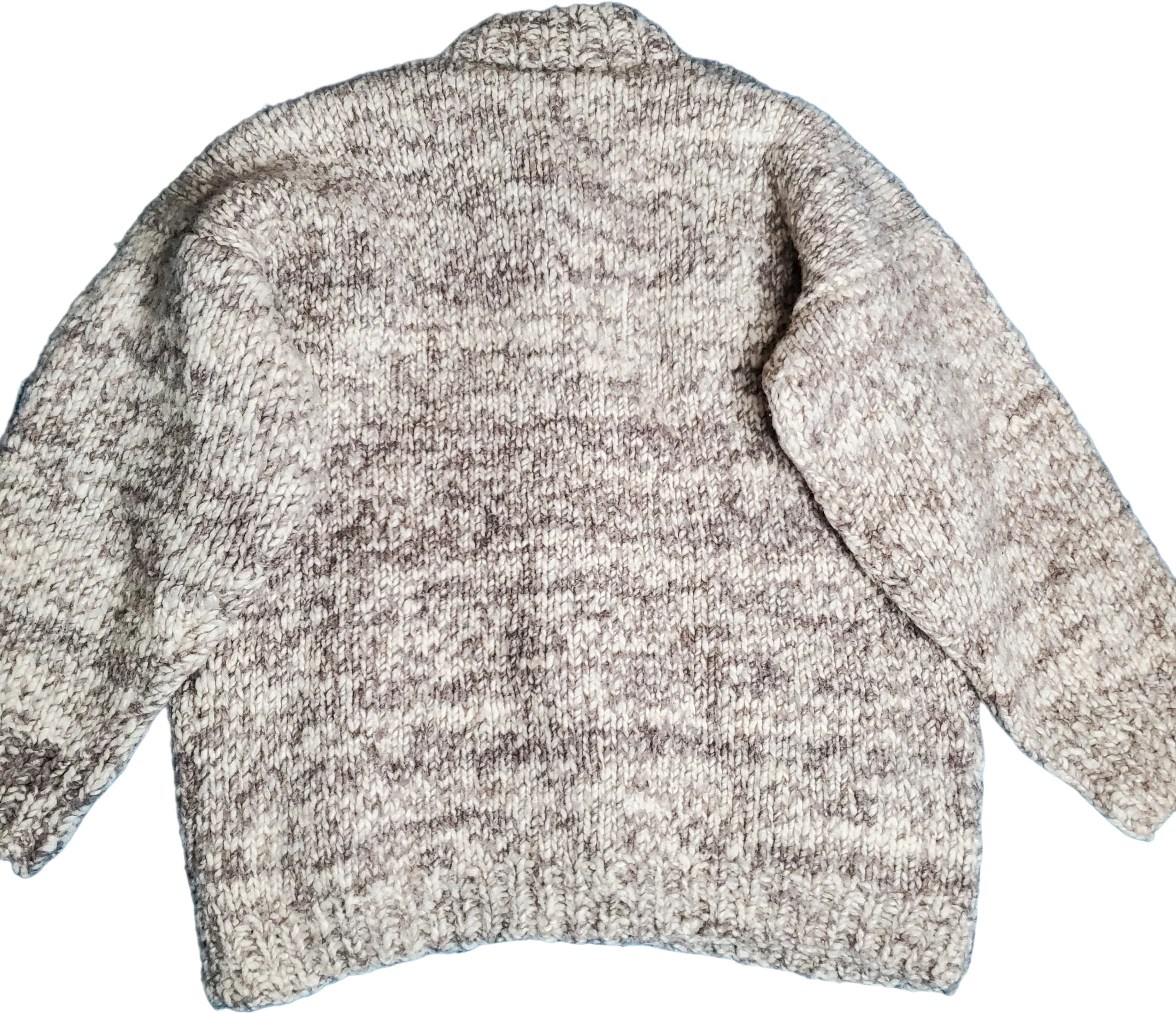 70s/80s Hand Knit Chunky Wool Button Up Cardigan Sweater - Image 2