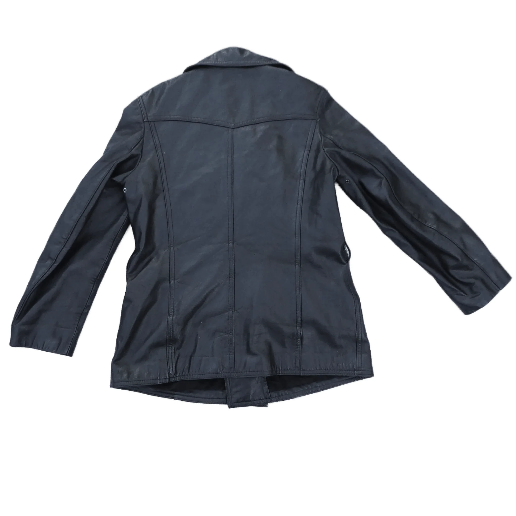 70s/80s Heavy Duty Mens Black Leather German Police Jacket By Hackel & Co. - Image 10
