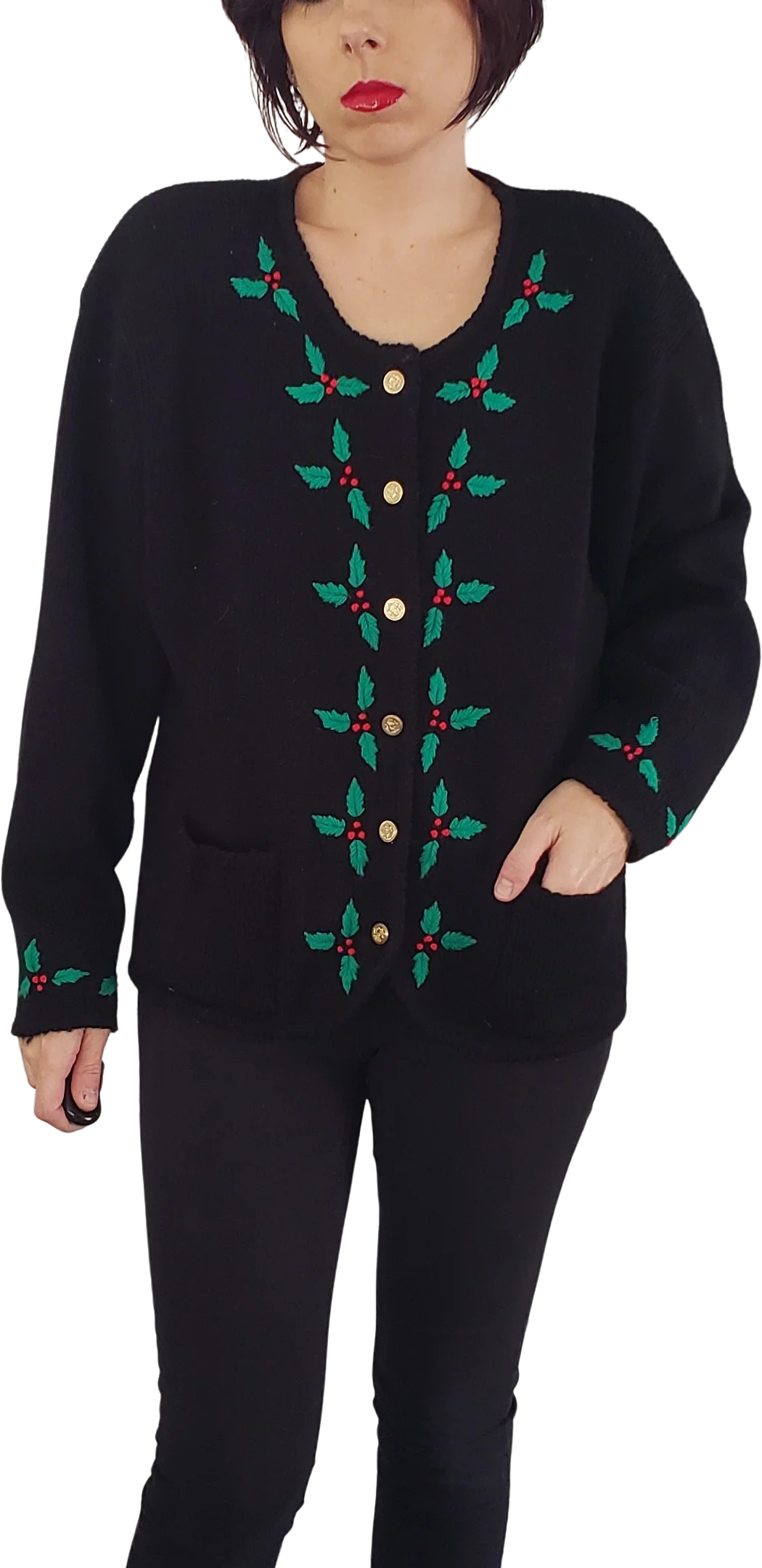 70s/80s Holly Accented Cardigan By Tally Ho