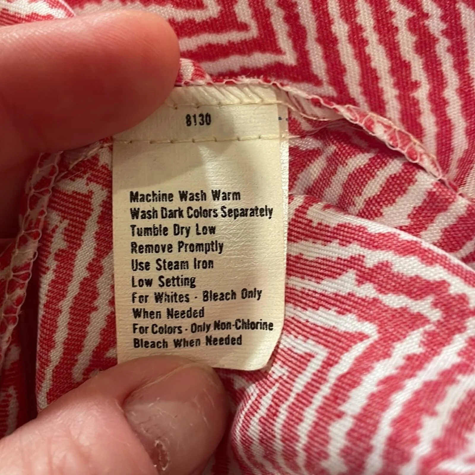 70s 80s Ilgwu Made Snazzy Red White Zebra Houndstooth High Neck Blouse Top by Russ Togs - Image 9