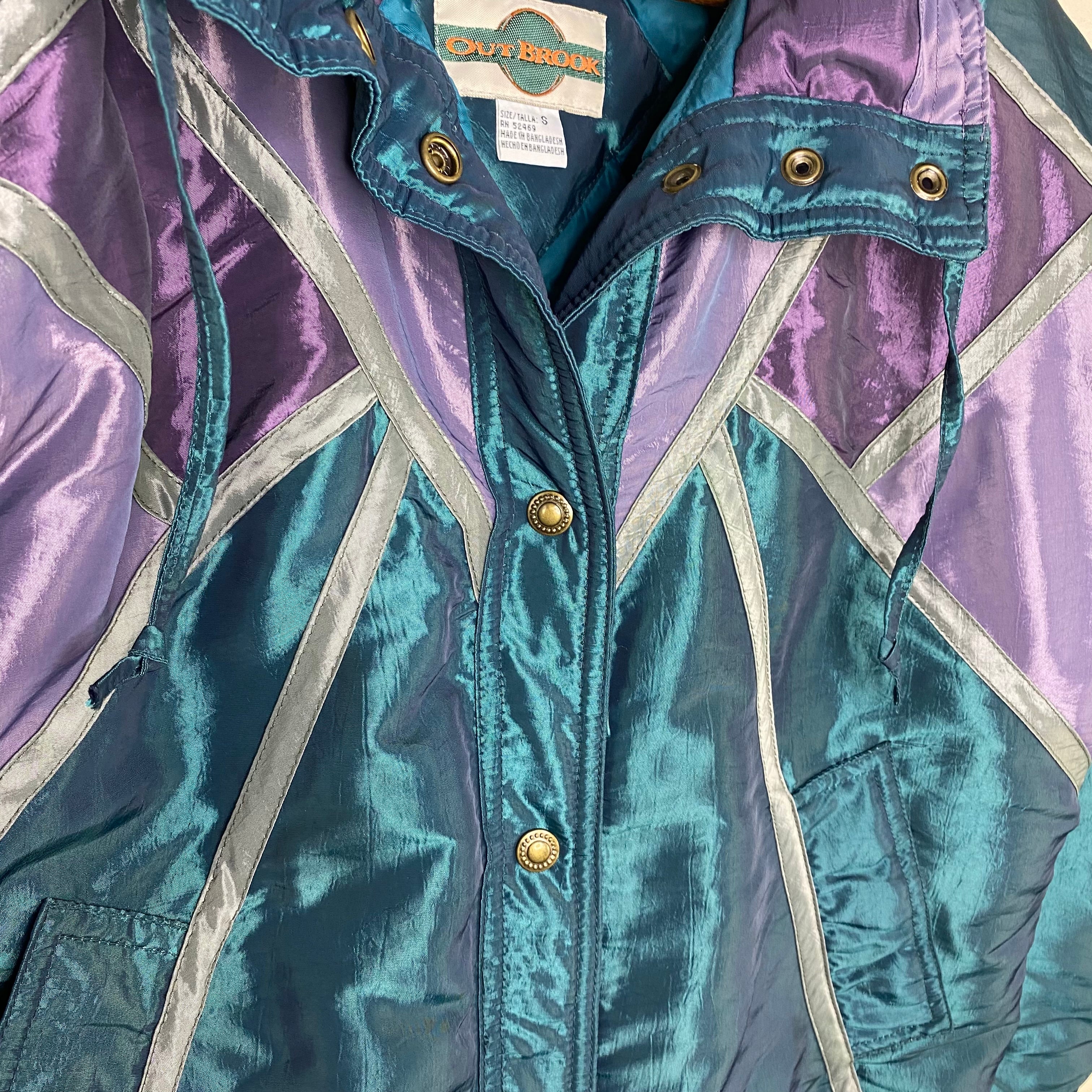 70s/80s Iridesent Multicolored Geometric Puffer Jacket By Out Brook - Image 5