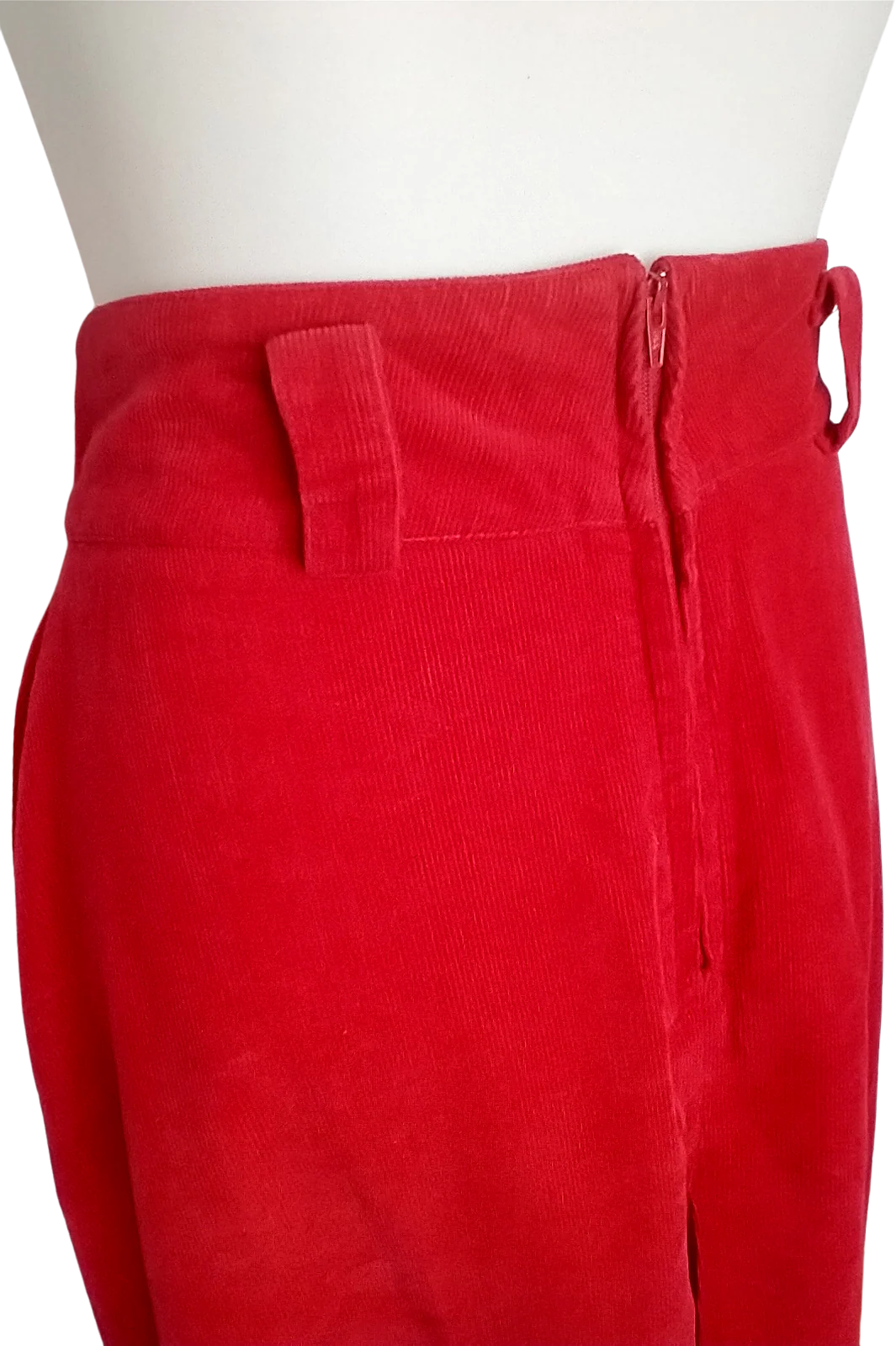 70s/80s Irish Red Cotton Corduroy Midi Skirt By Jm Express - Image 2