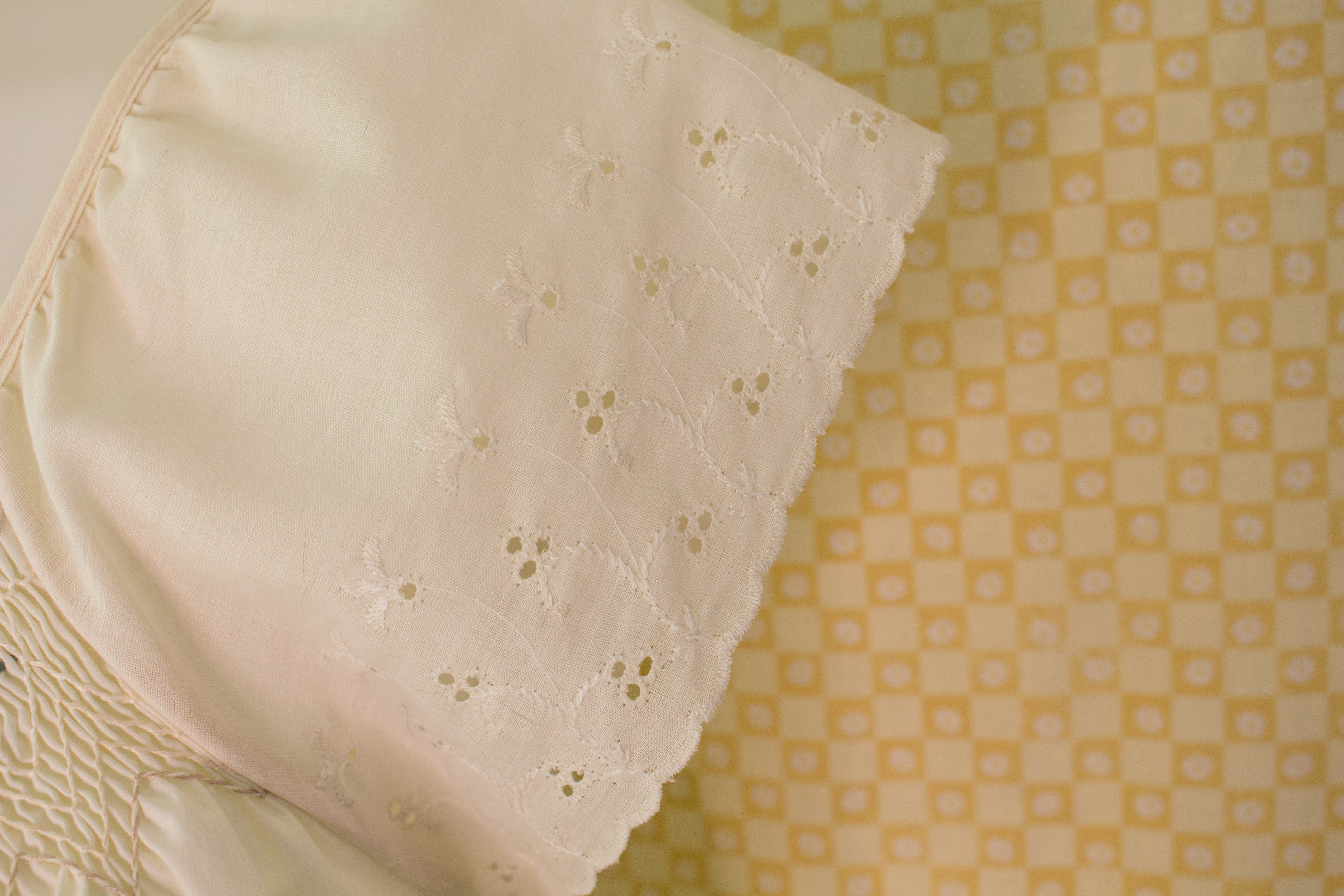 70s/80s Ivory Night Gown With Hand Smocking And Embroidery - Image 6