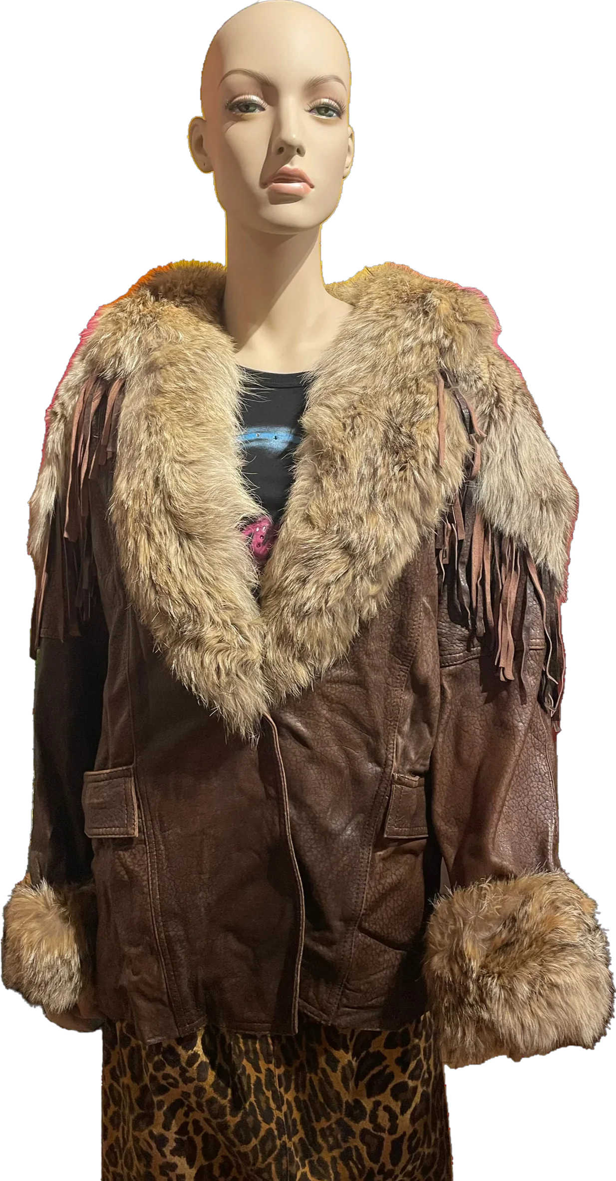 70s/80s Leather And Fur Fringe Jacket By Henri Bendel