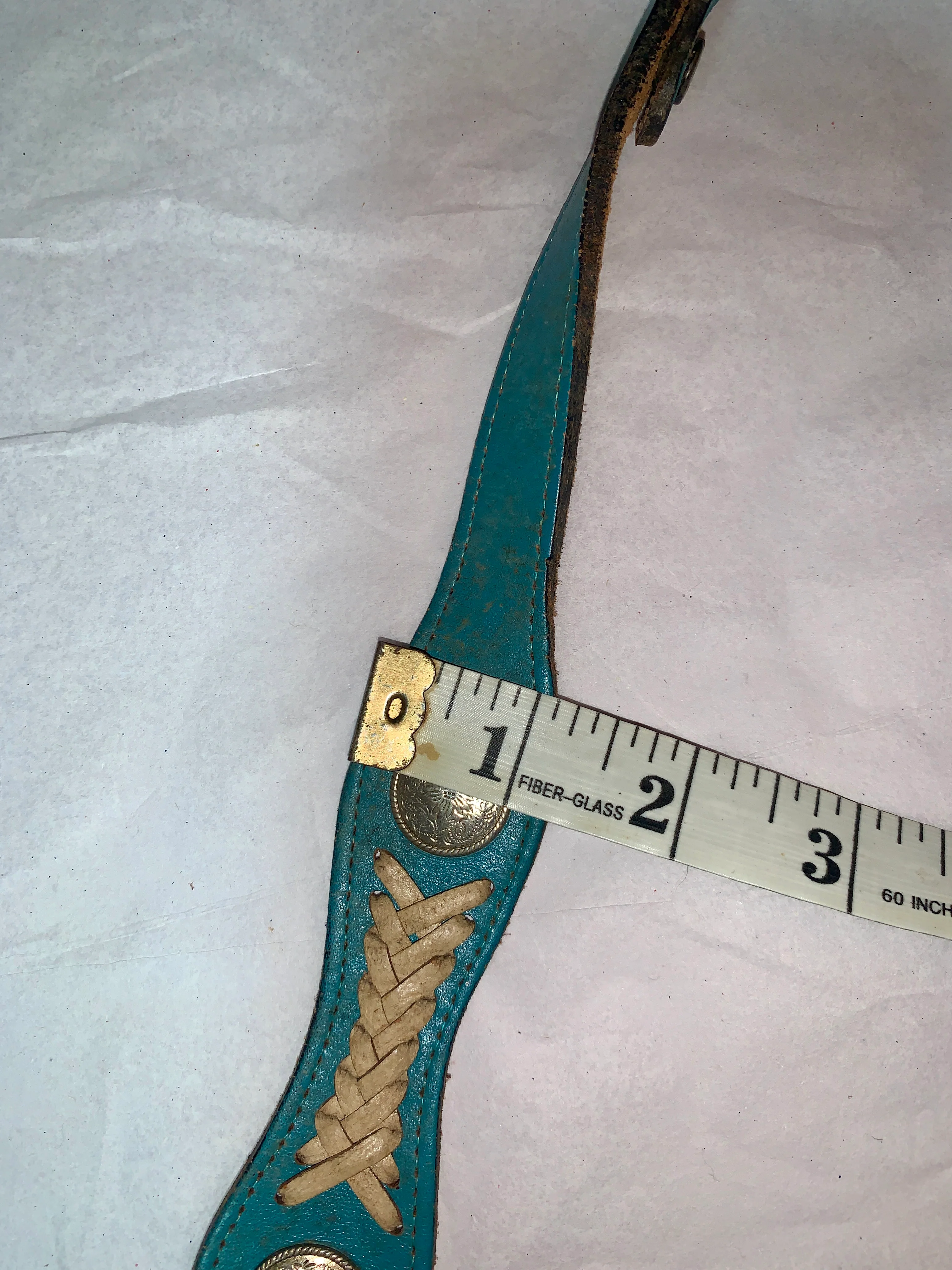 70s/80s Leather Belt Whipstitching Silver Coins Western - Image 7