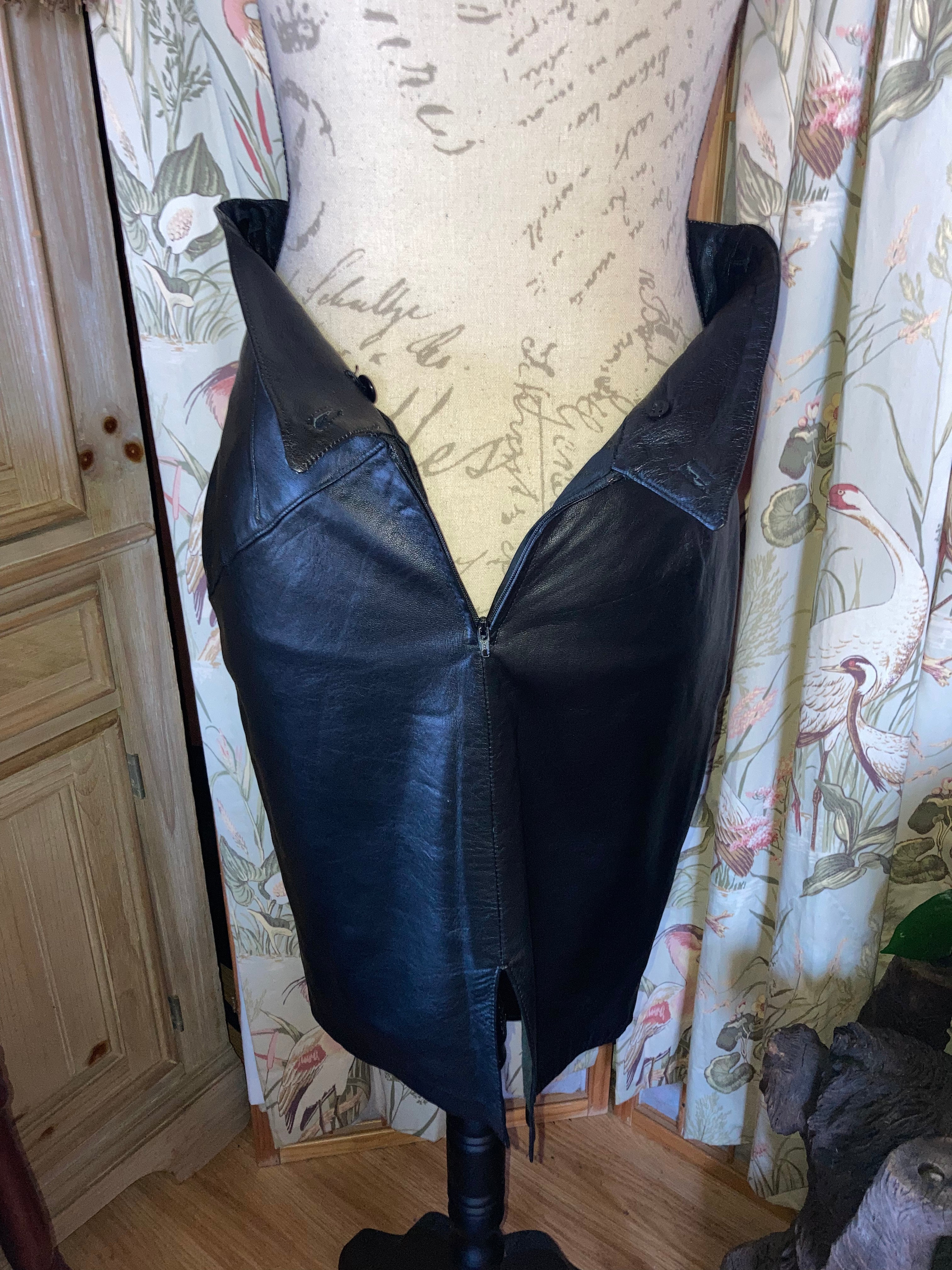 70s/80s Leather High Waist Skirt Black Sexy Night Out Sz 6 By Forenza - Image 7