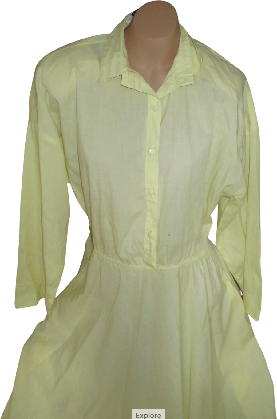 70s/80s Light Yellow Shirtdress With Dropped Sleeves By The American Shirtdress - Image 2